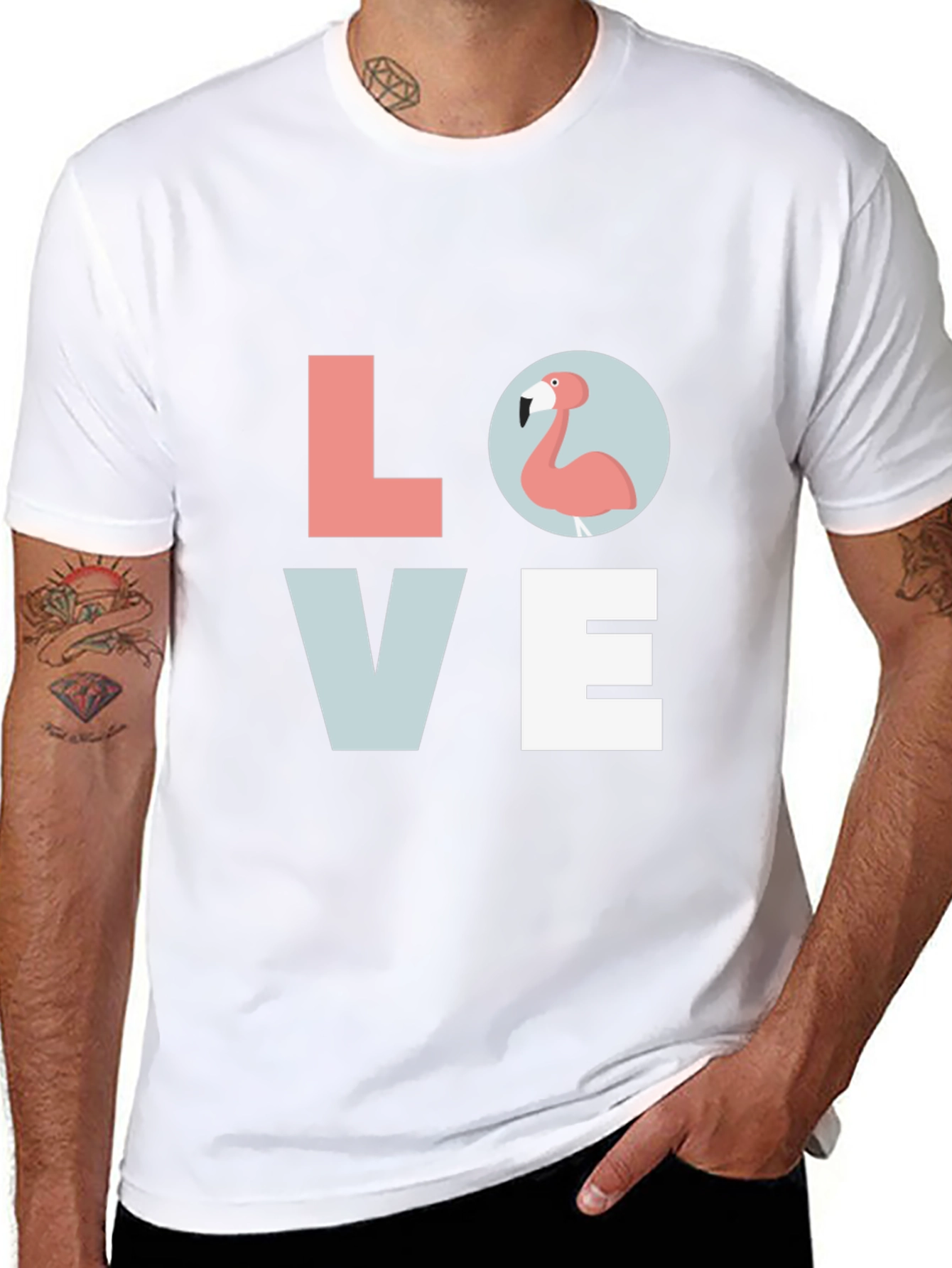 Flamingo LOVE Graphic Black T-Shirt