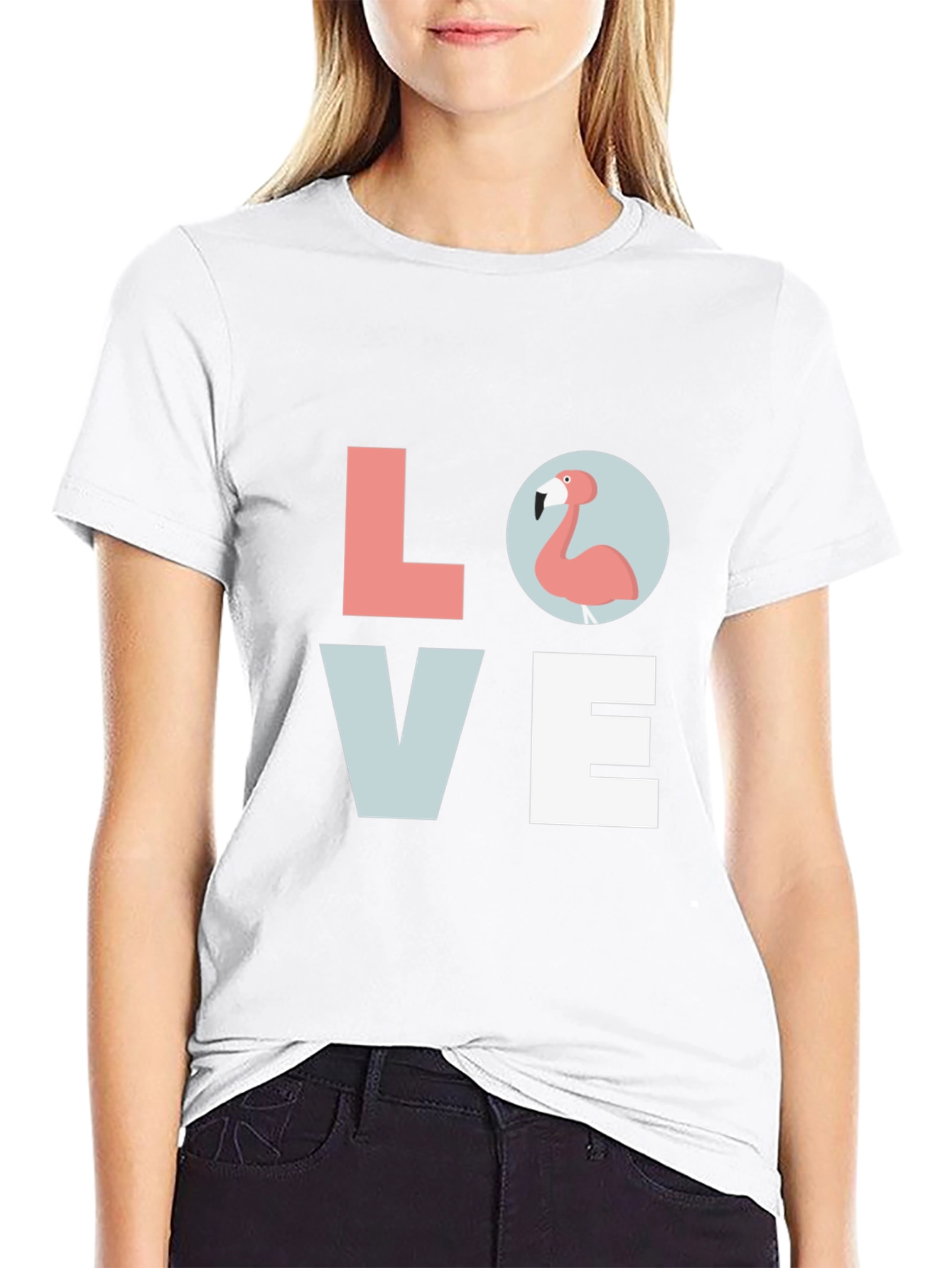 Flamingo LOVE Graphic Black T-Shirt