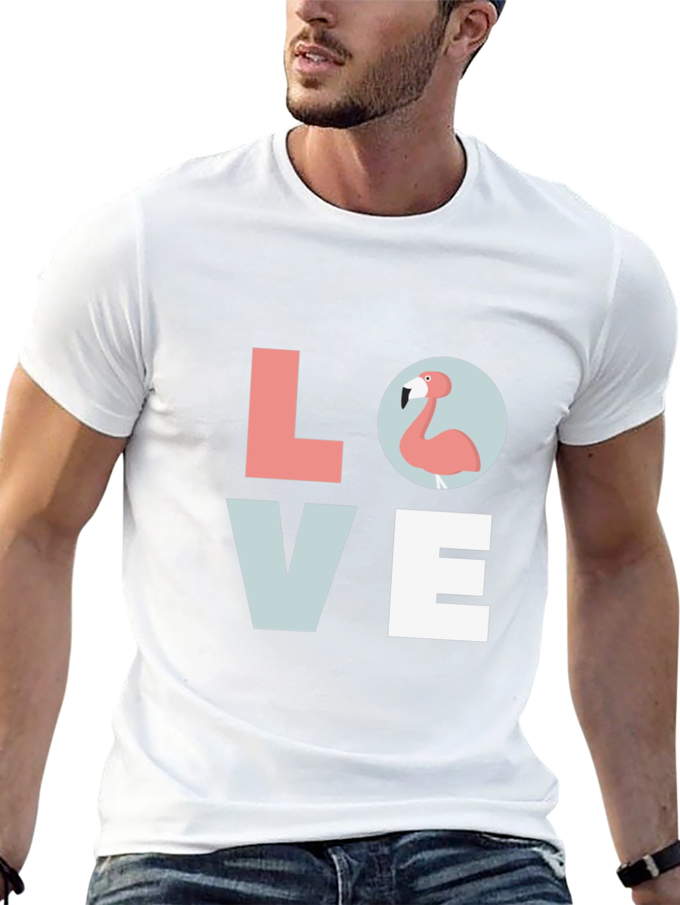 Flamingo LOVE Graphic Black T-Shirt
