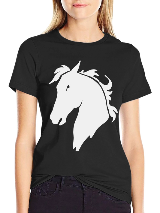 Horse Head Graphic Tee - Black Cotton T-Shirt
