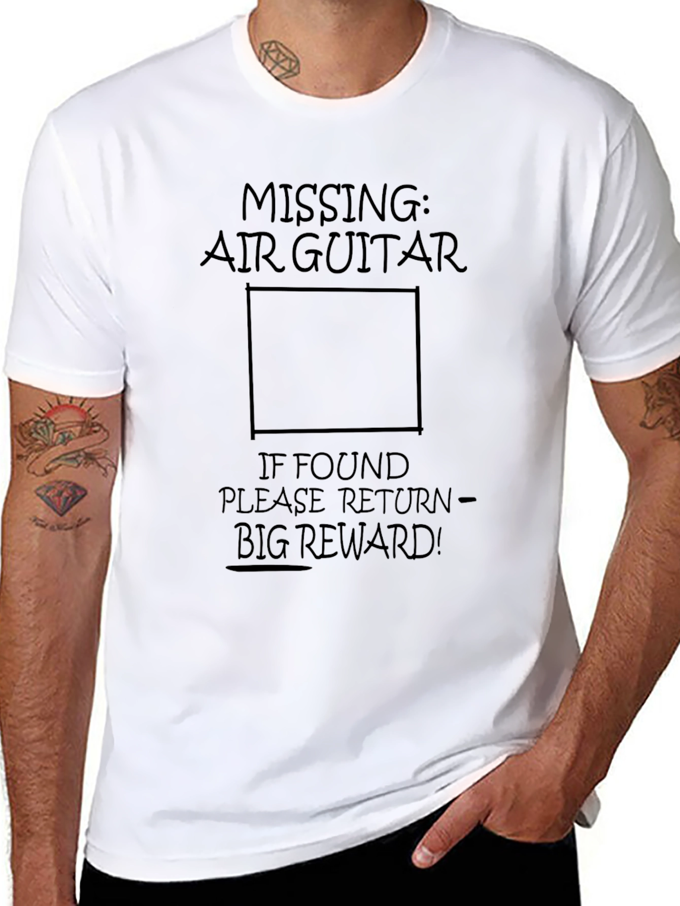 Missing Air Guitar Funny Graphic Tee