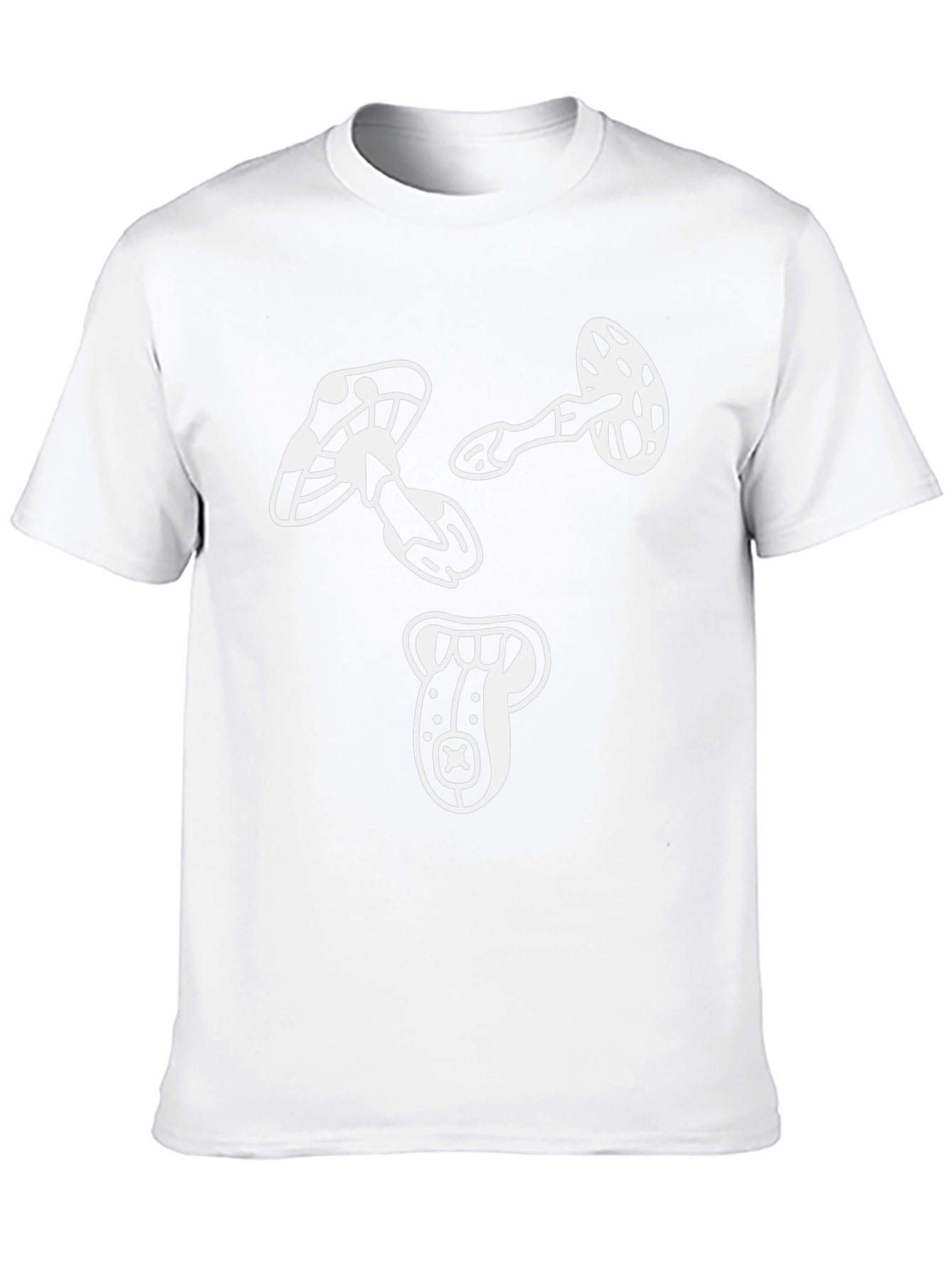 Funky Mushroom Graphic Tee - Black Cotton T-Shirt