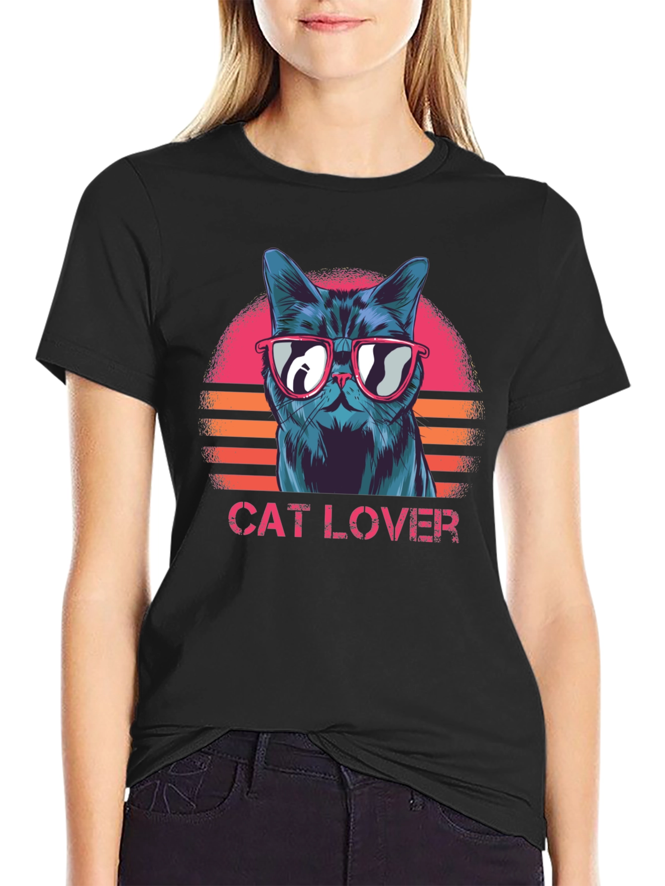 Cool Cat Lover Graphic T-Shirt