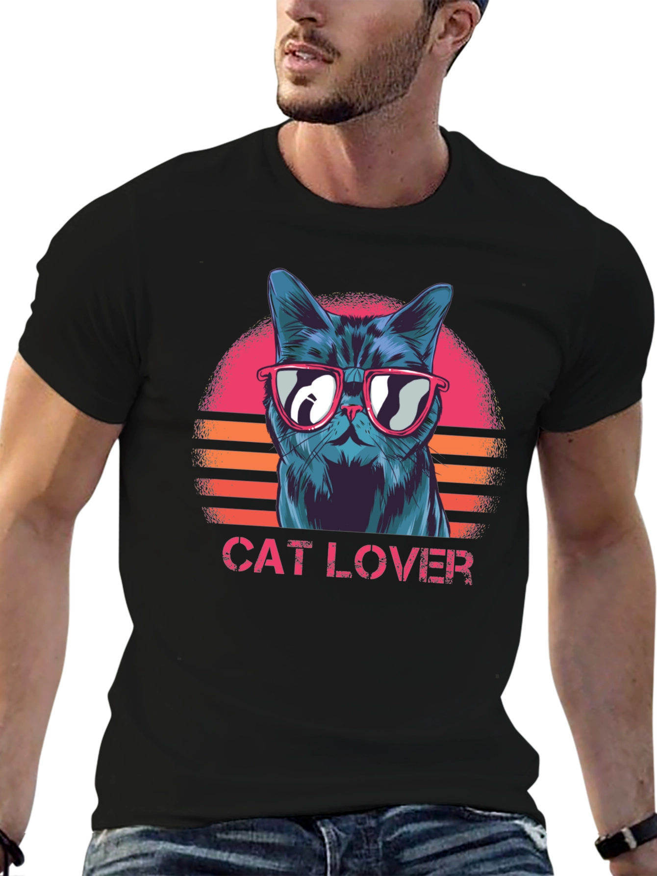 Cool Cat Lover Graphic T-Shirt