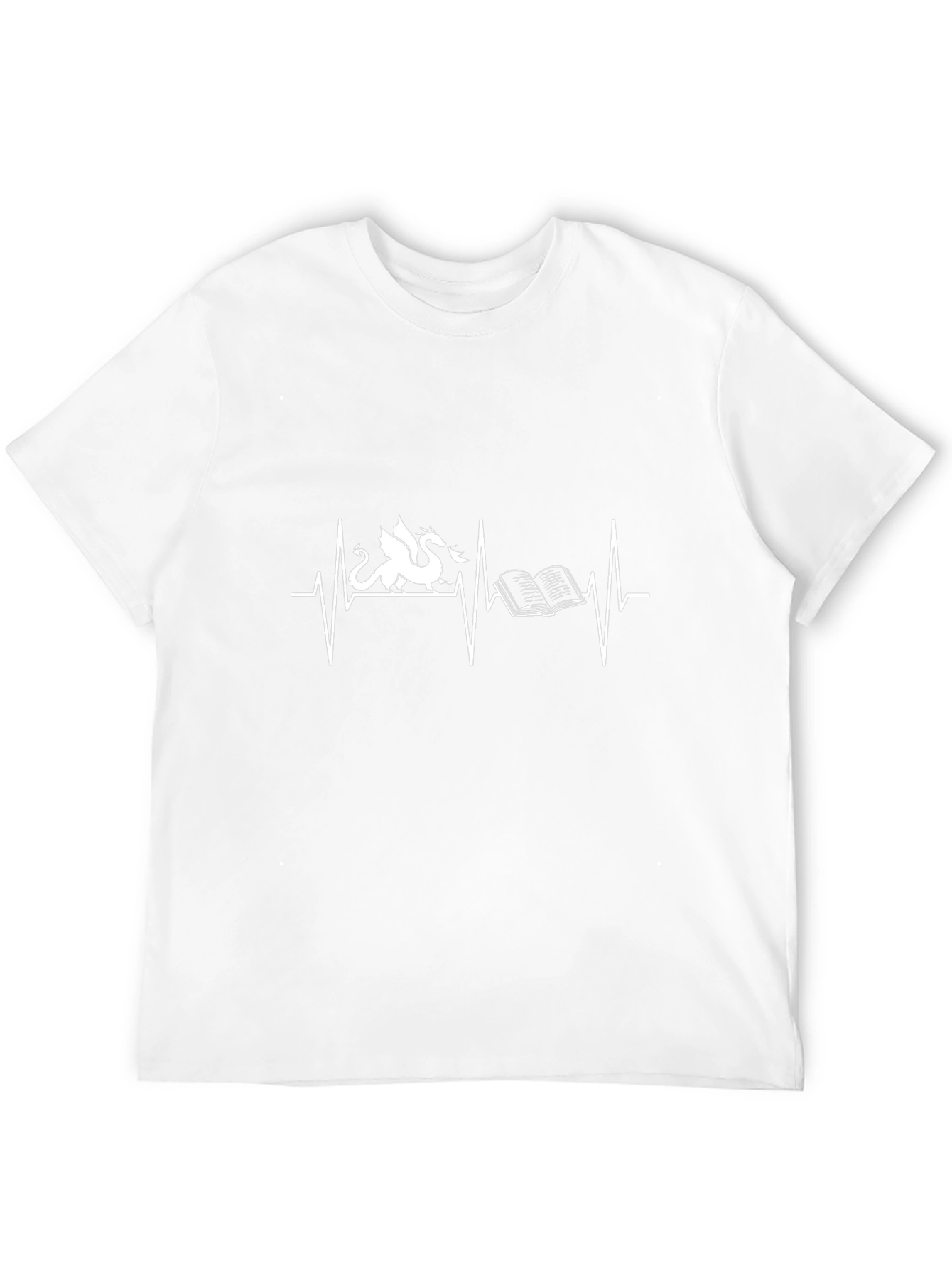 Dragon & Book Heartbeat T-Shirt - Fantasy Reader Tee