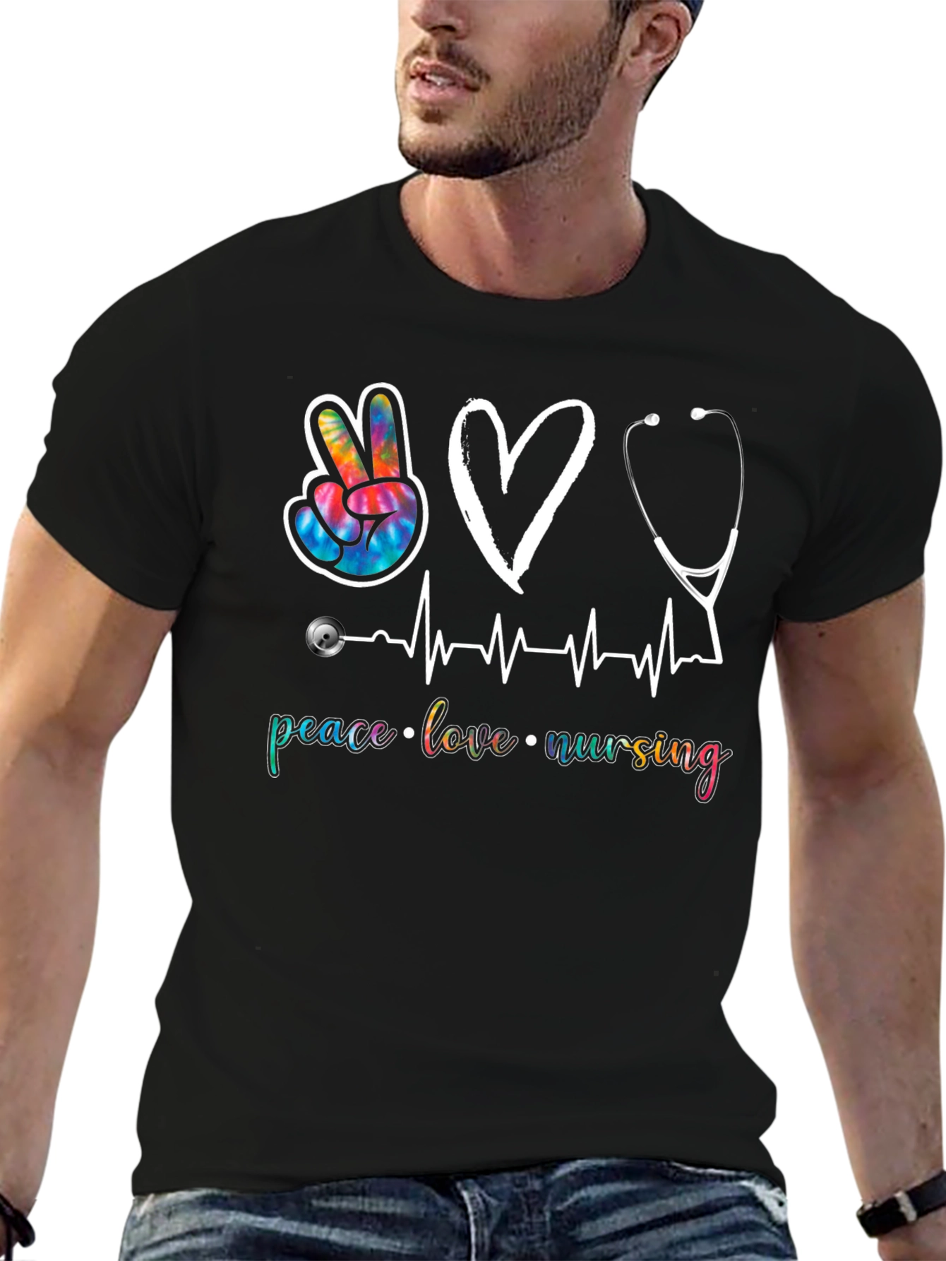 Peace Love Nursing Graphic T-Shirt