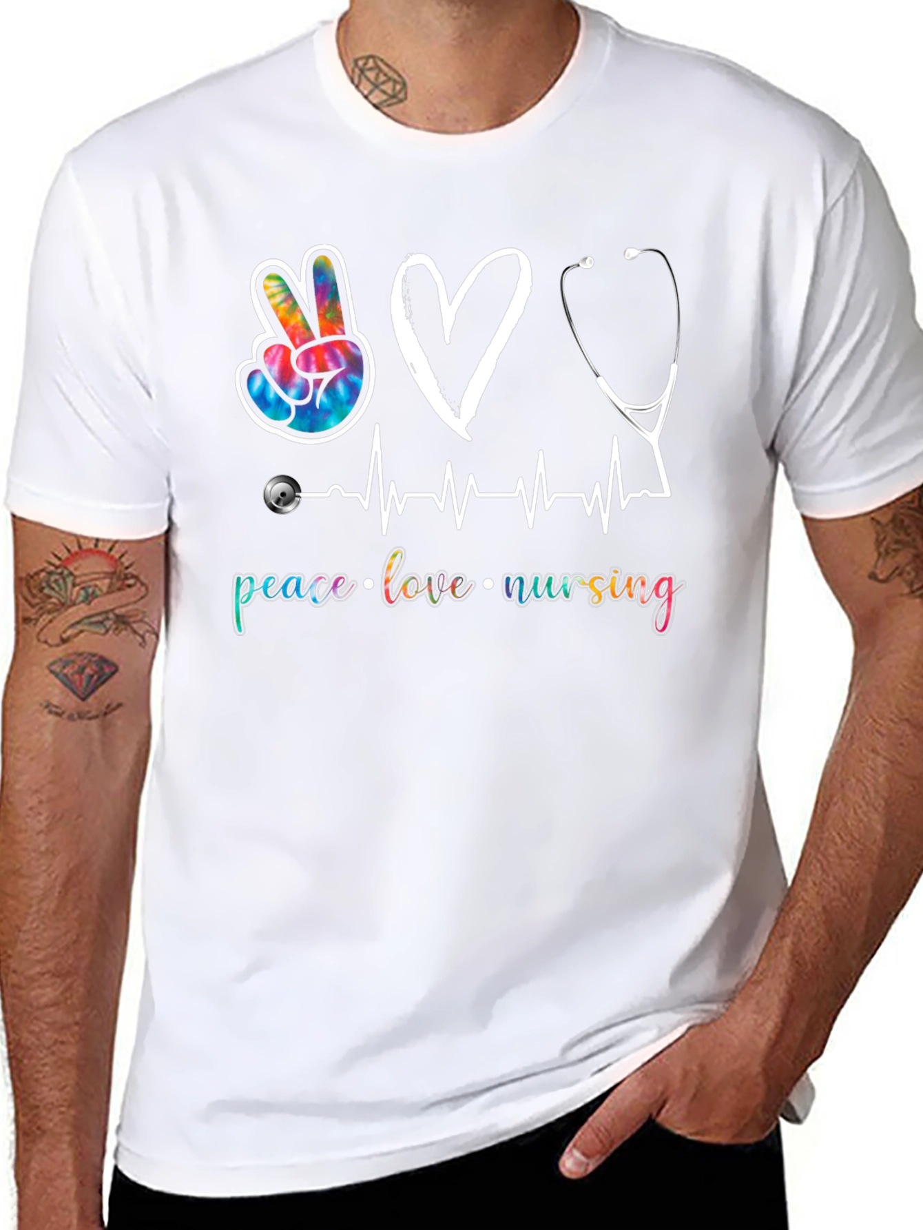 Peace Love Nursing Graphic T-Shirt