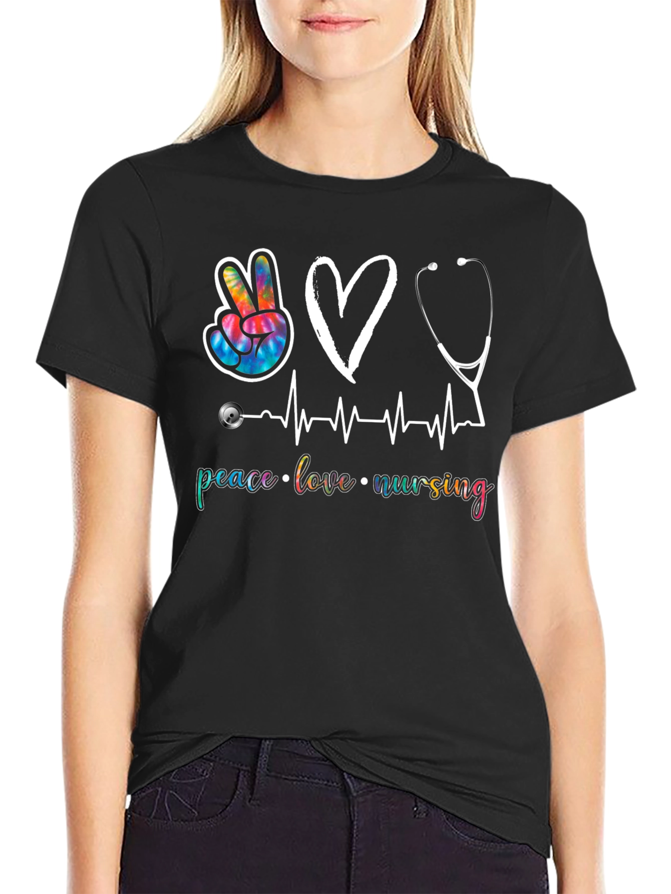 Peace Love Nursing Graphic T-Shirt