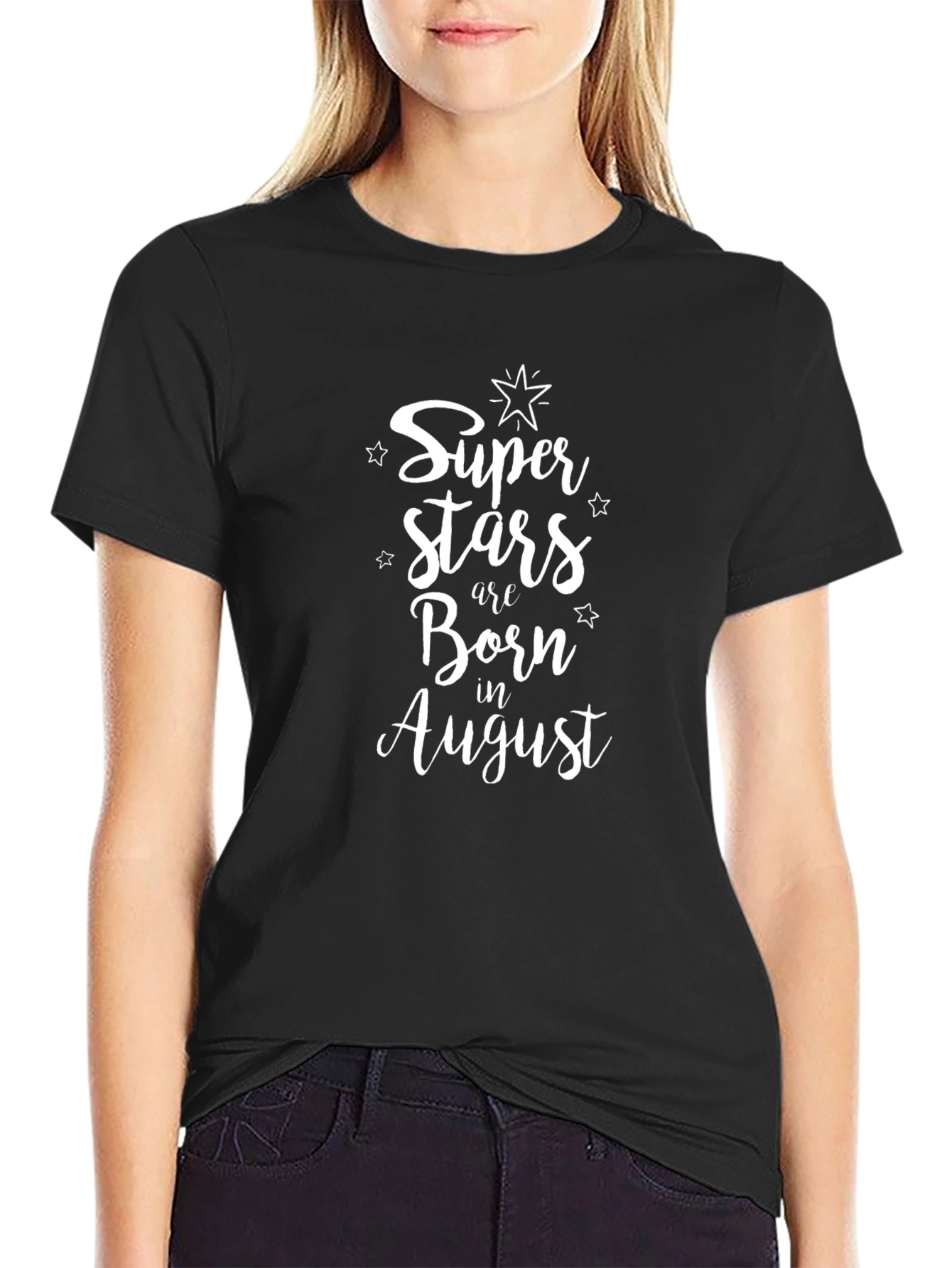 Superstars Born in August Black T-Shirt