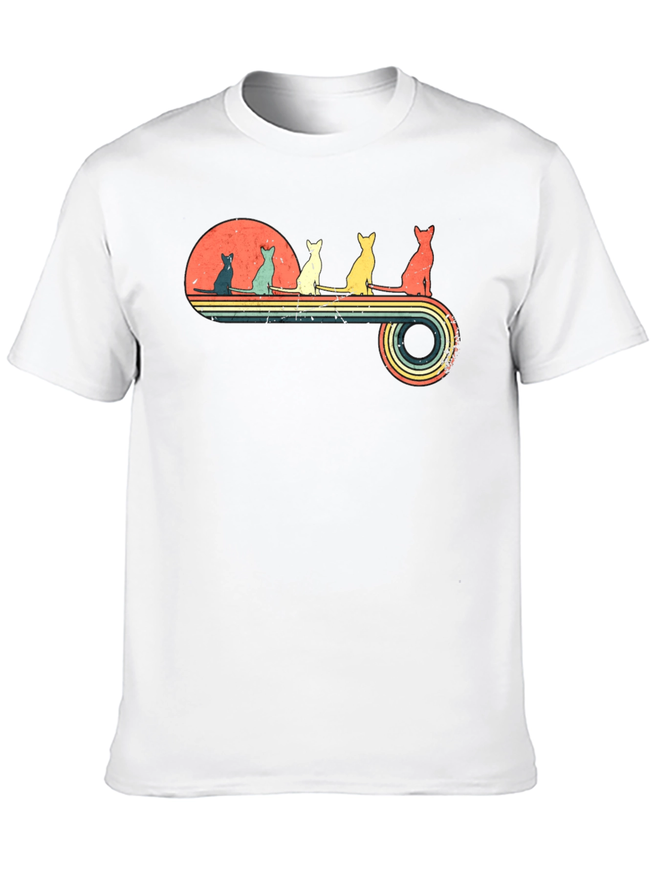 Retro Cats Sunset Graphic Tee