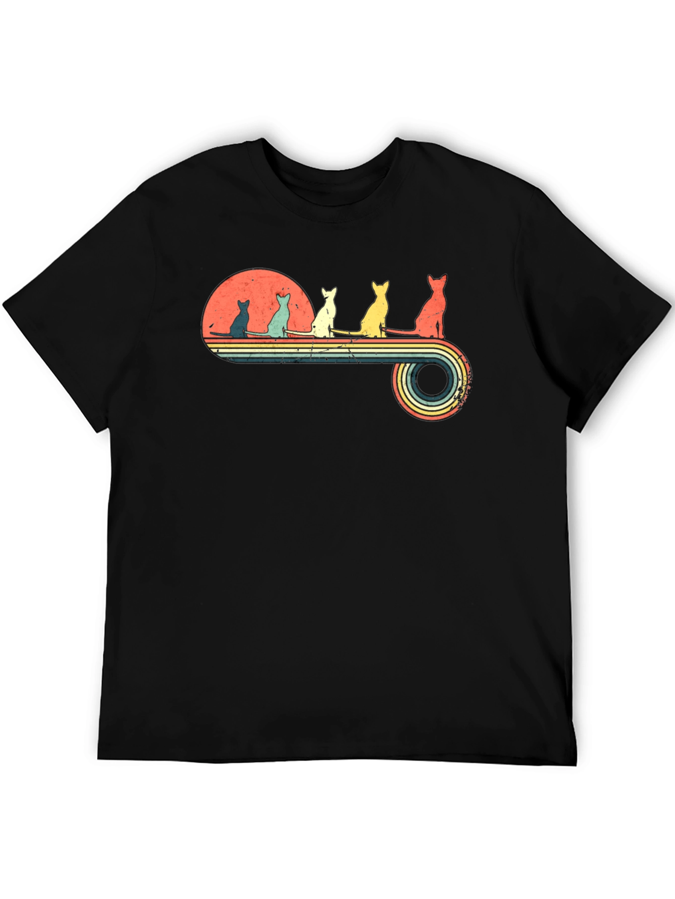 Retro Cats Sunset Graphic Tee