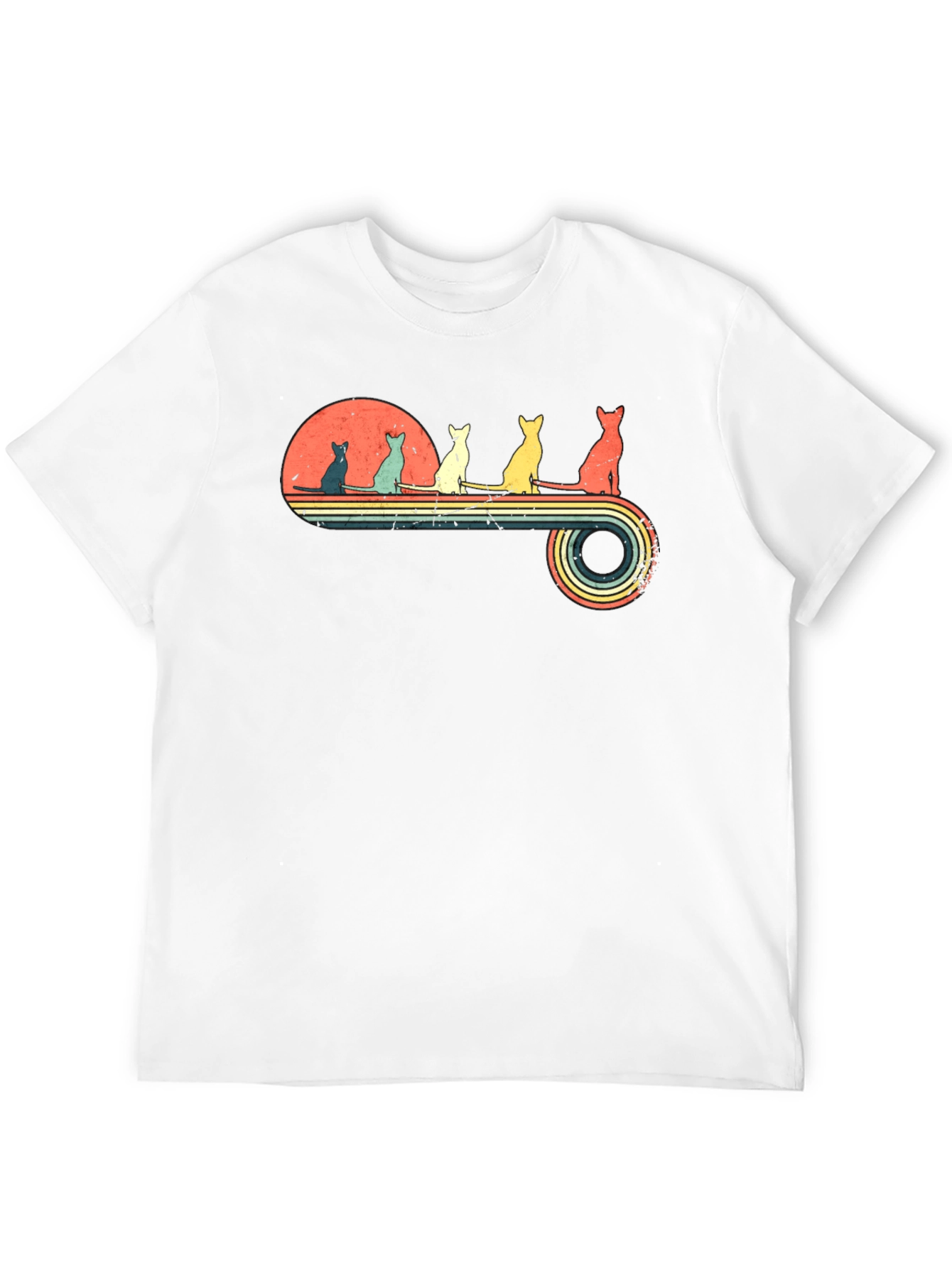 Retro Cats Sunset Graphic Tee