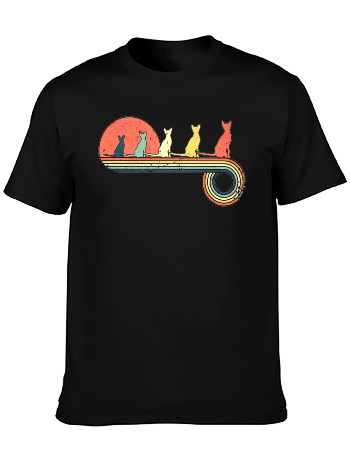 Retro Cats Sunset Graphic Tee