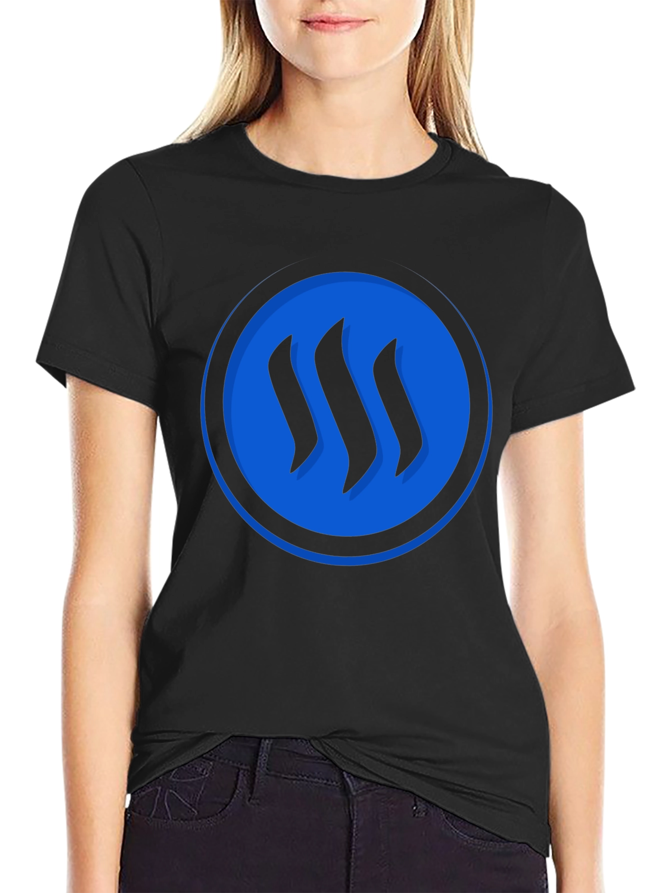 Blue Circle Graphic Black T-Shirt