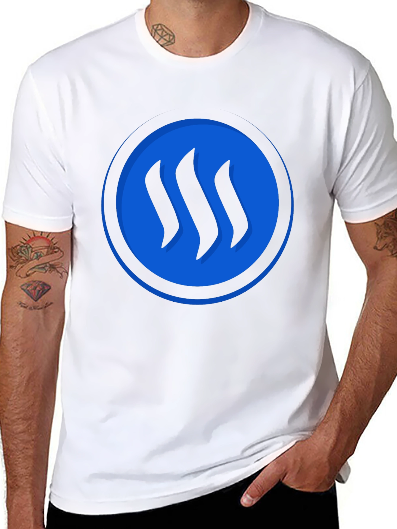 Blue Circle Graphic Black T-Shirt