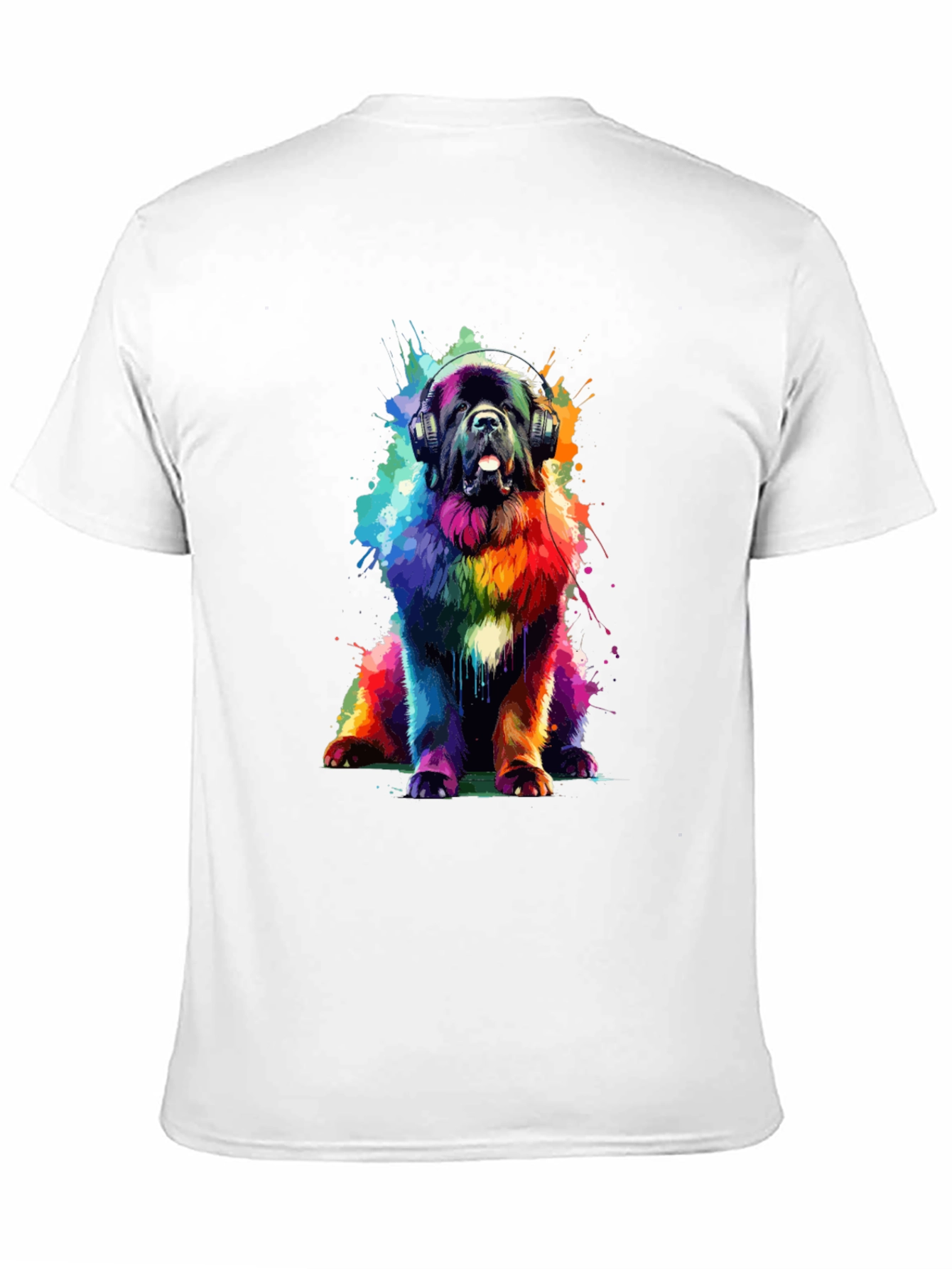 Rainbow Dog Headphones Graphic T-Shirt