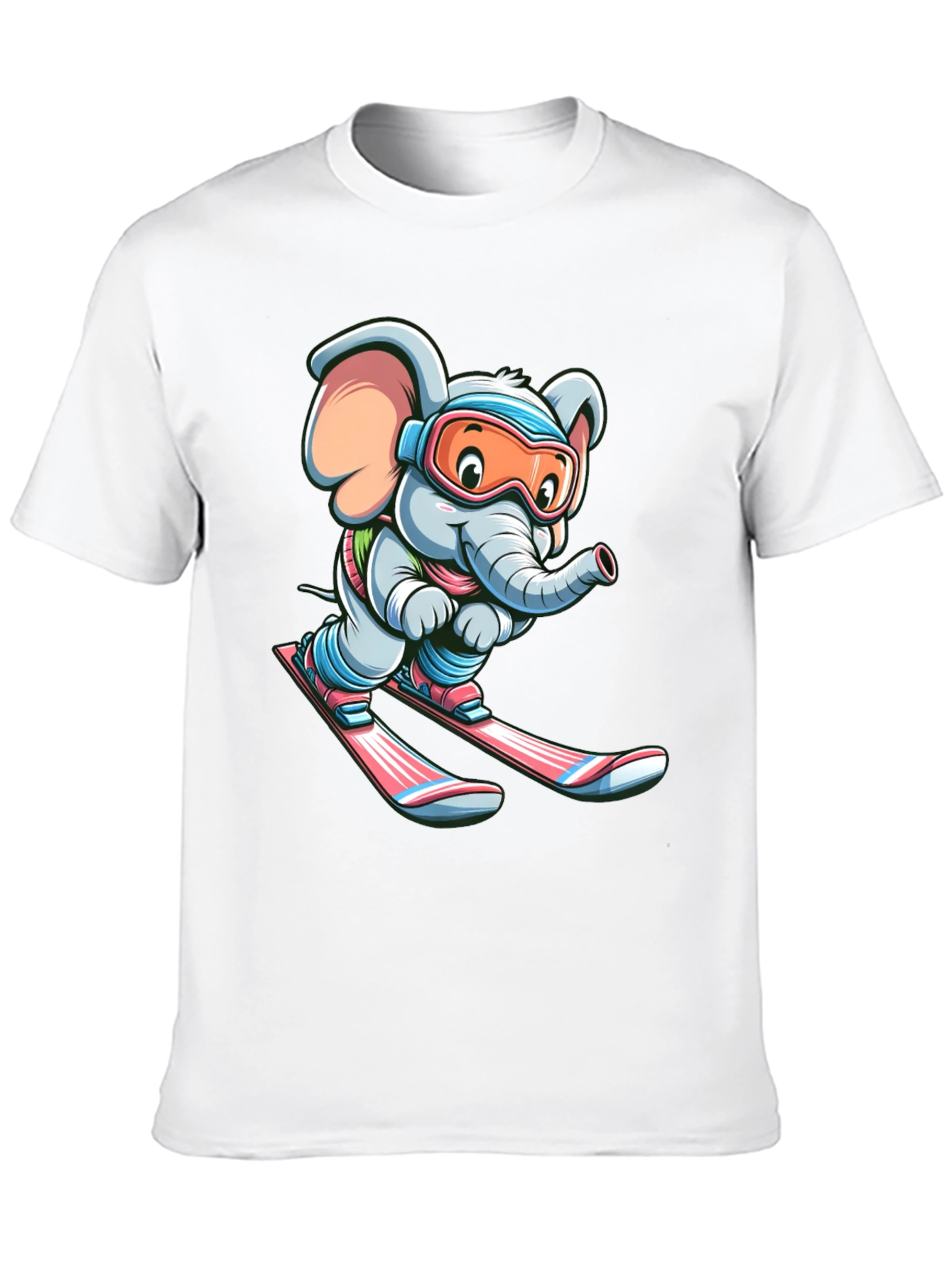 Skiing Elephant Graphic Tee - Black