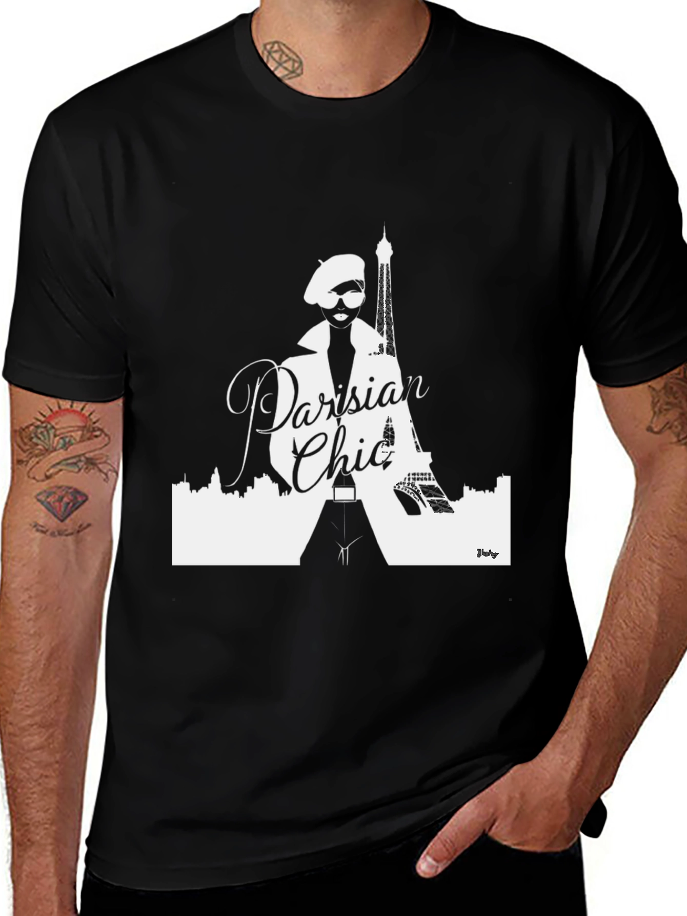 Parisian Chic Graphic T-Shirt - Stylish Black Tee