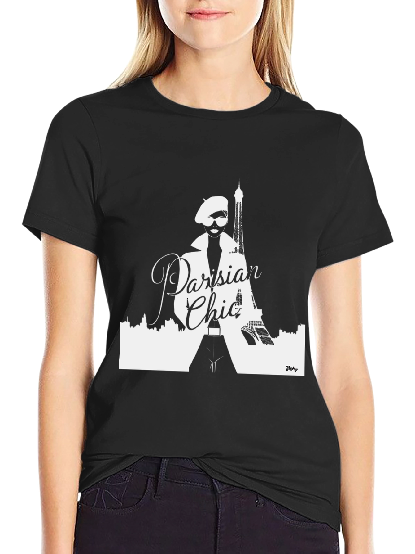 Parisian Chic Graphic T-Shirt - Stylish Black Tee