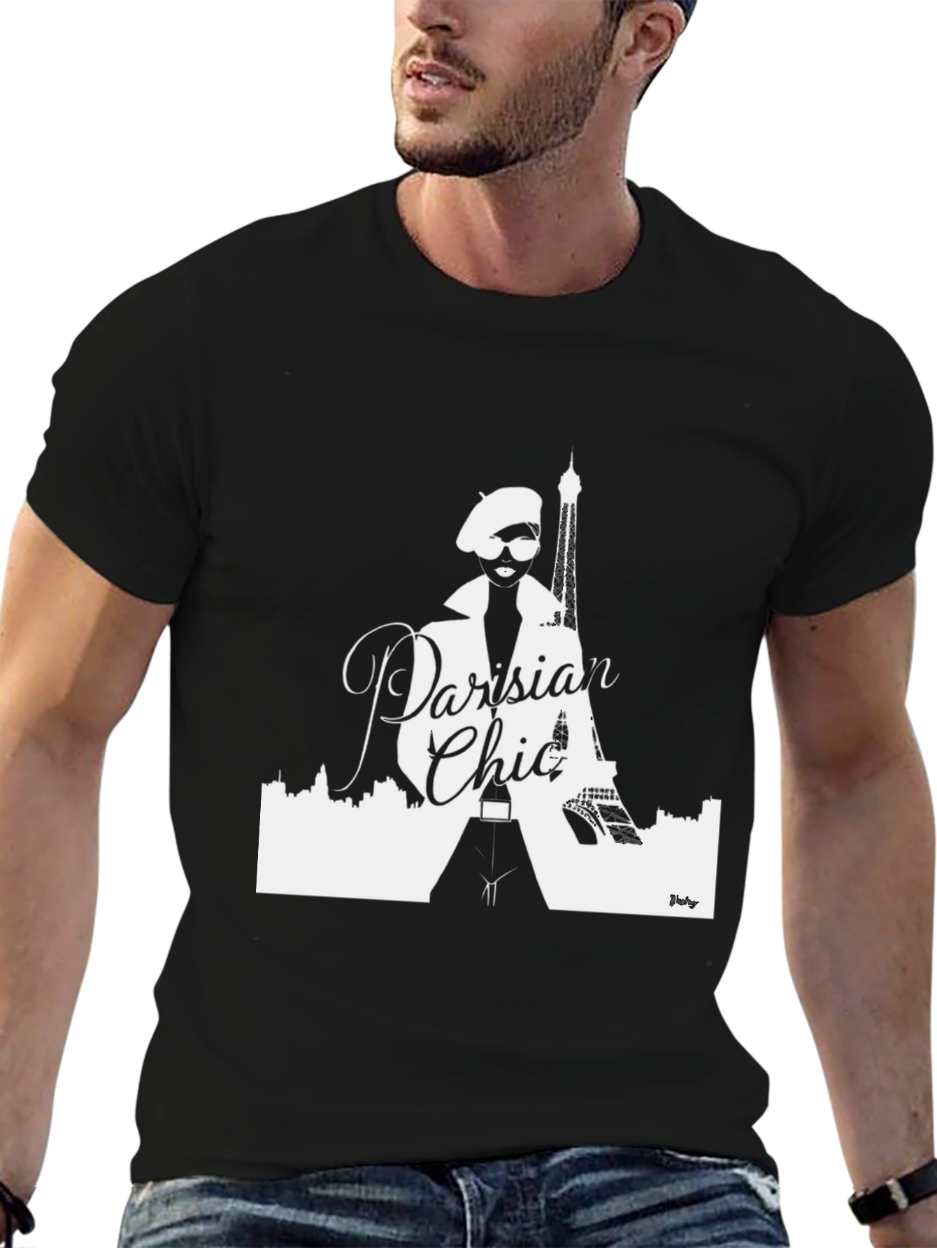 Parisian Chic Graphic T-Shirt - Stylish Black Tee