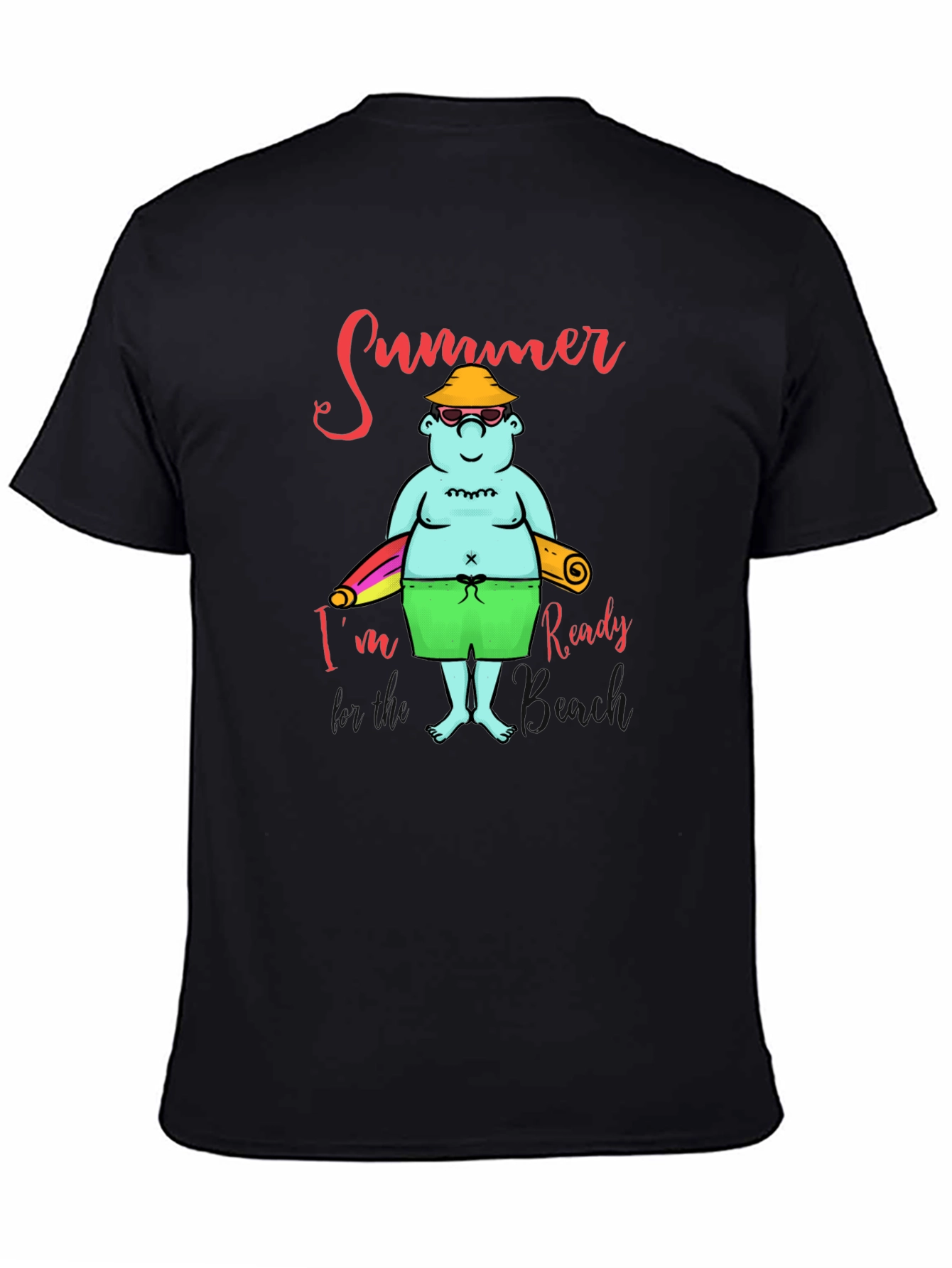 Summer Ready Cartoon T-Shirt - Black Cotton Blend Tee