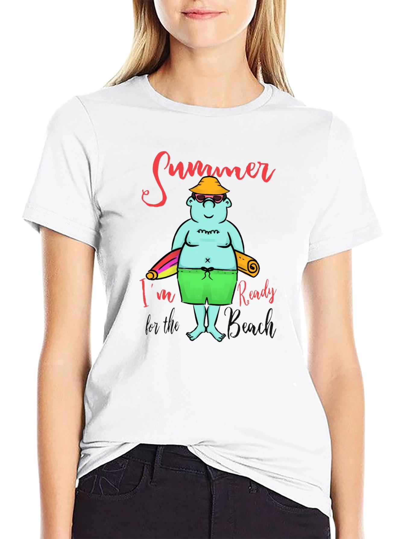 Summer Ready Cartoon T-Shirt - Black Cotton Blend Tee