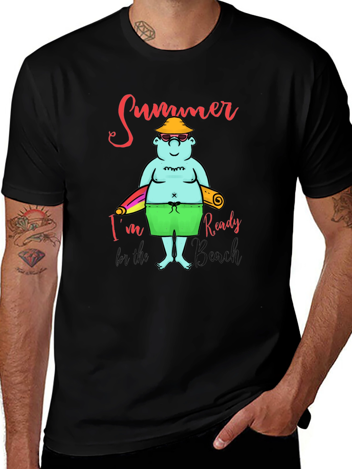 Summer Ready Cartoon T-Shirt - Black Cotton Blend Tee