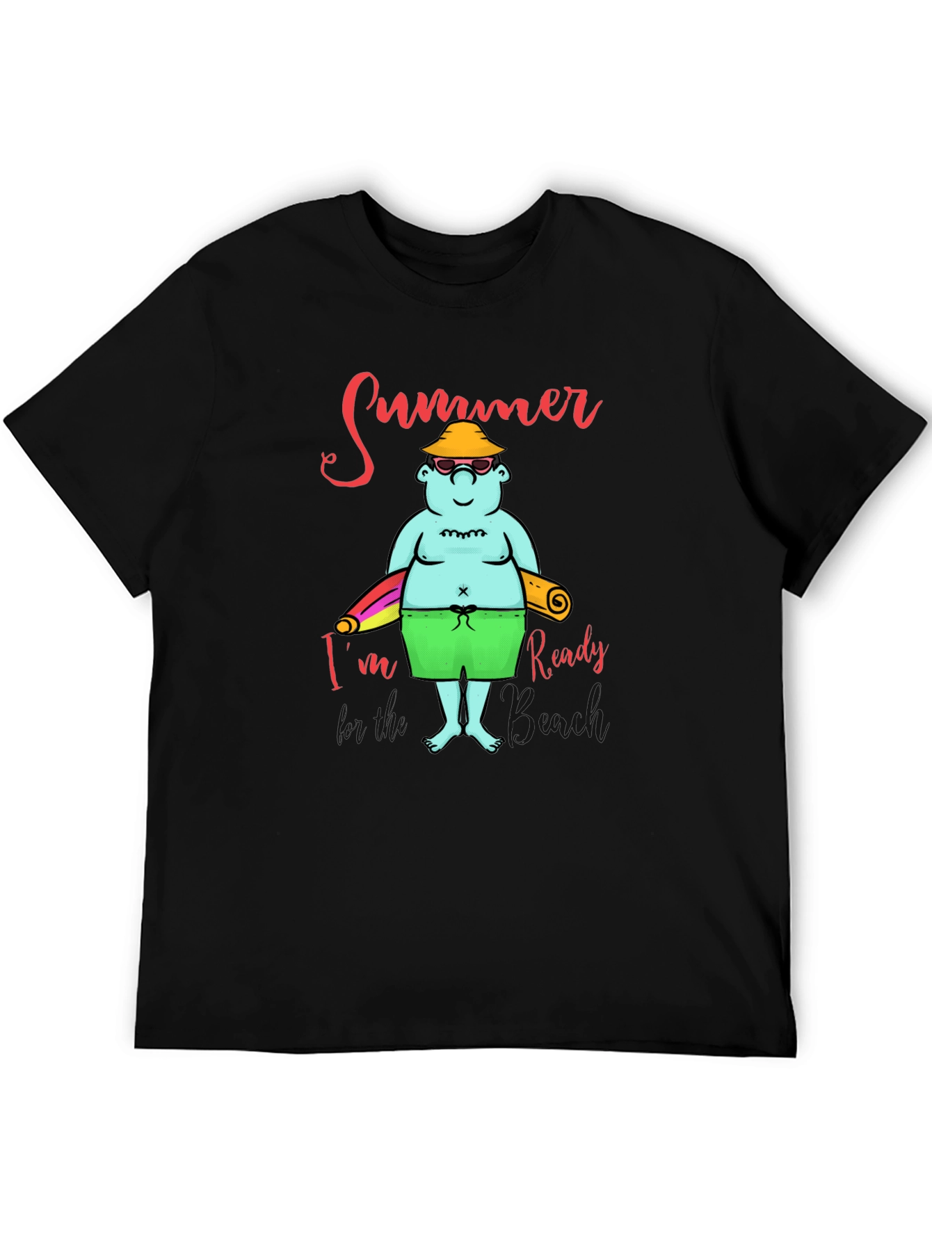 Summer Ready Cartoon T-Shirt - Black Cotton Blend Tee