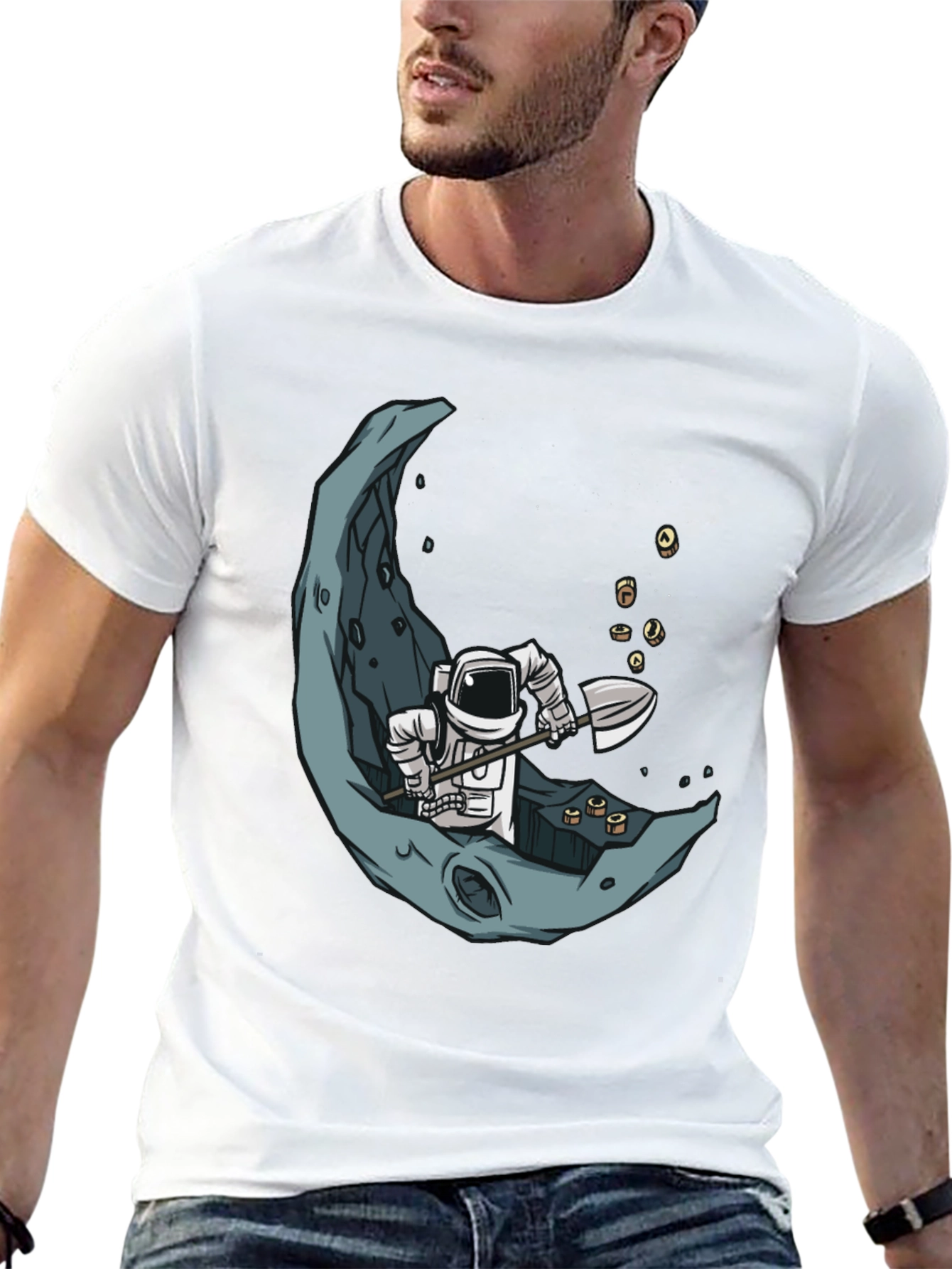 Astronaut Moon Mining Graphic Tee - Black