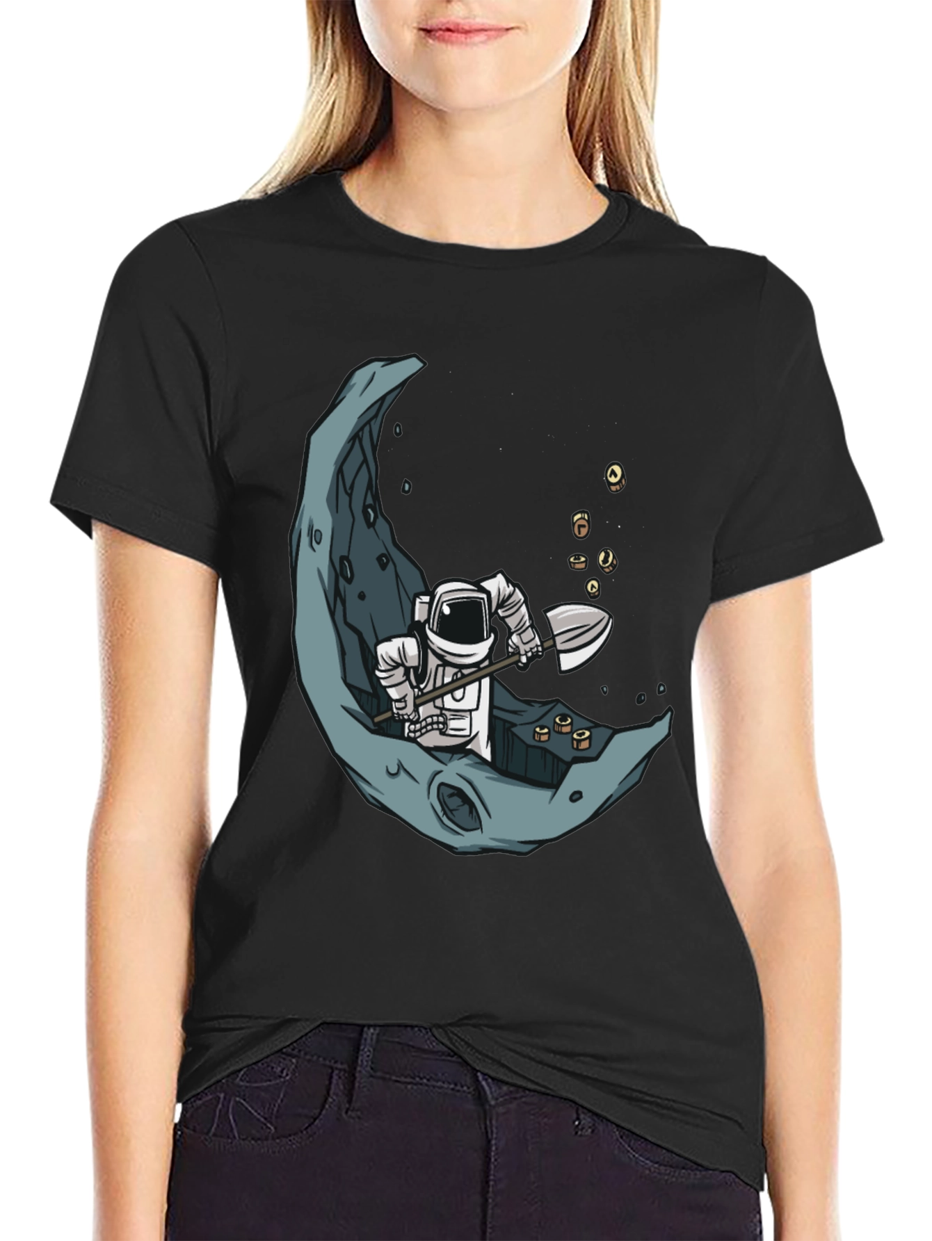 Astronaut Moon Mining Graphic Tee - Black