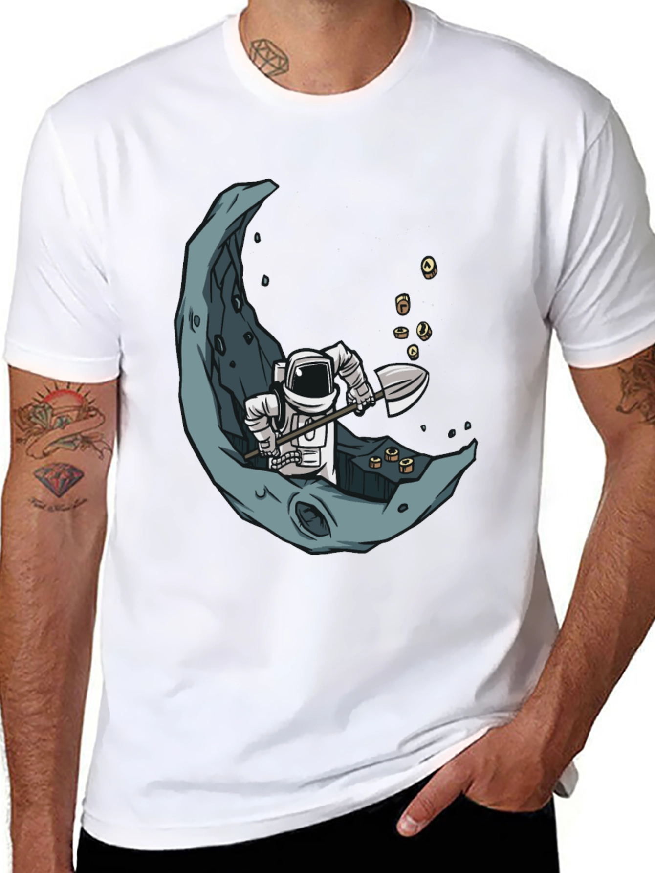 Astronaut Moon Mining Graphic Tee - Black