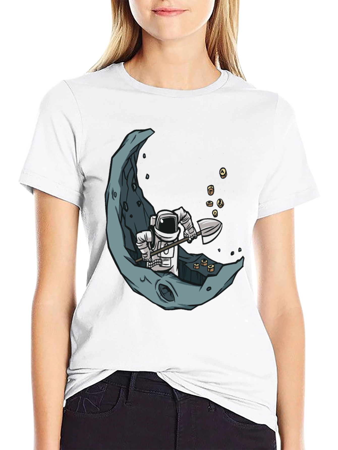 Astronaut Moon Mining Graphic Tee - Black
