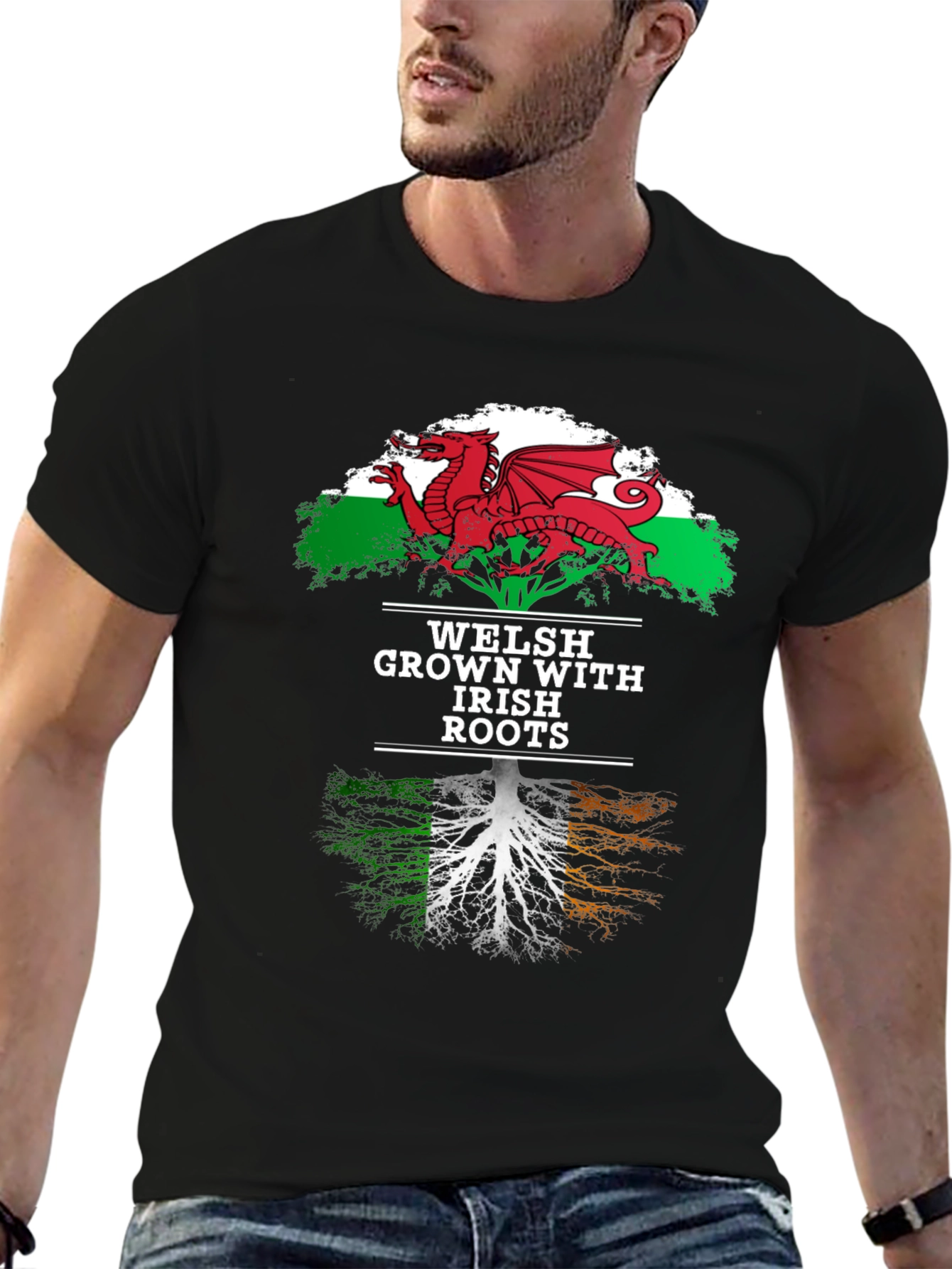 Welsh Grown with Irish Roots Graphic T-Shirt