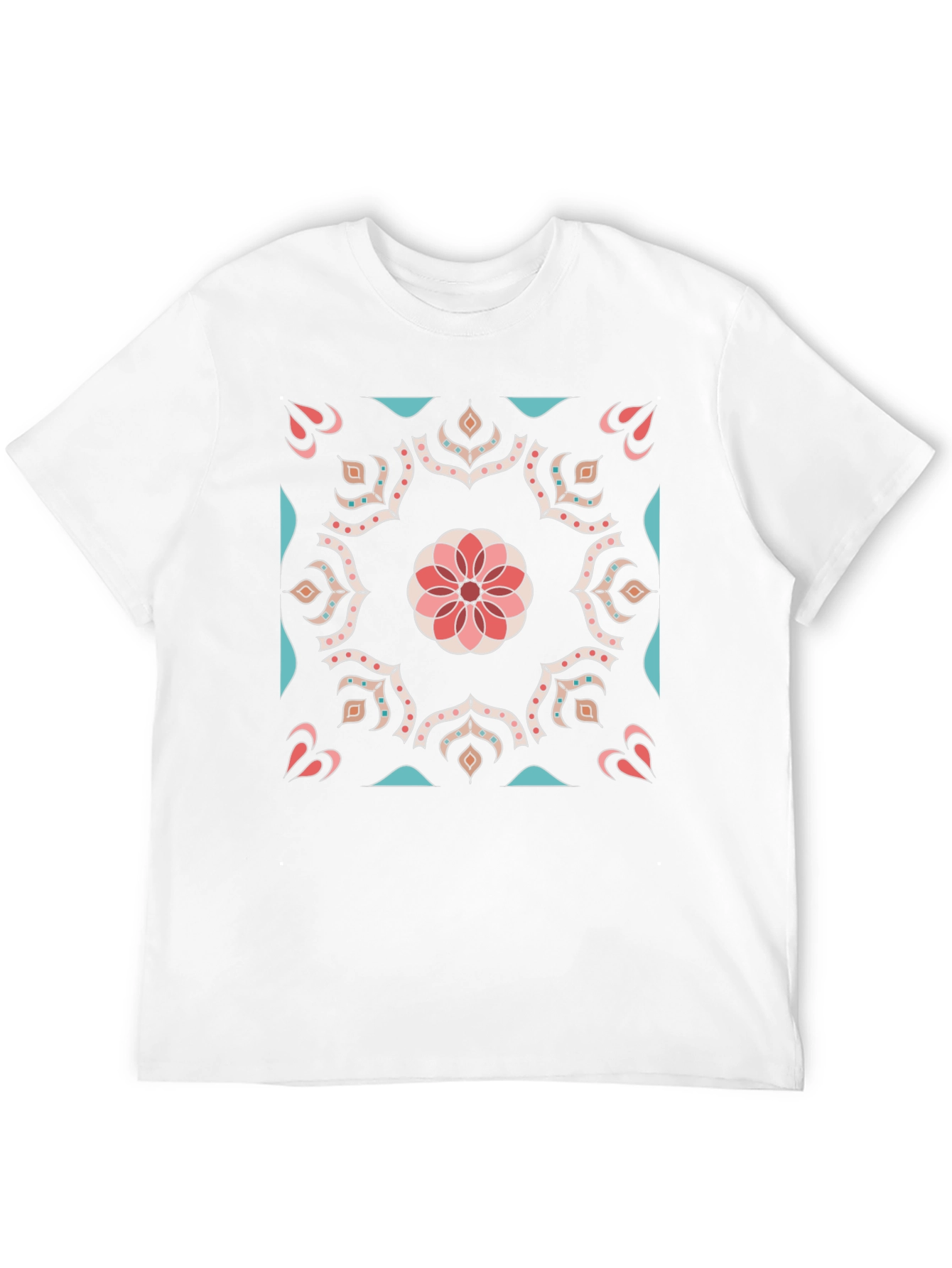 Floral Mandala Graphic Print Black Tee Shirt