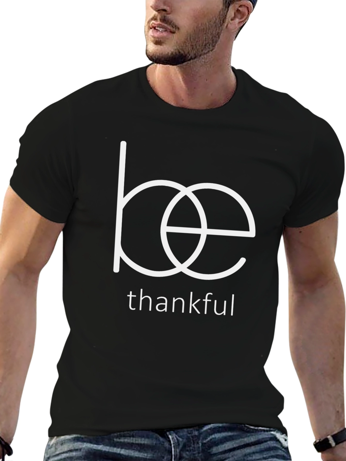 Be Thankful Graphic Tee - Black Cotton T-Shirt