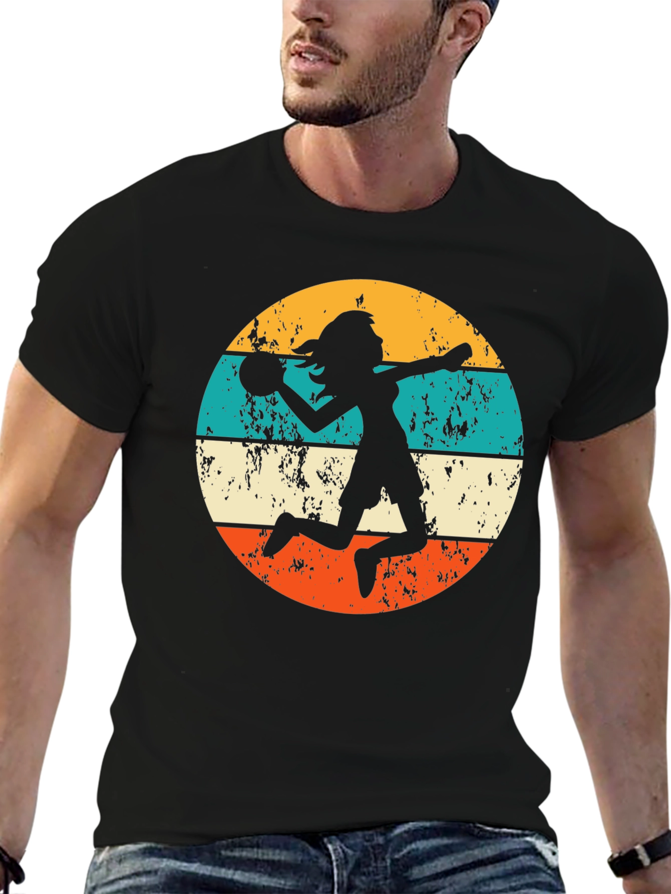 Retro Volleyball Player Graphic Tee
