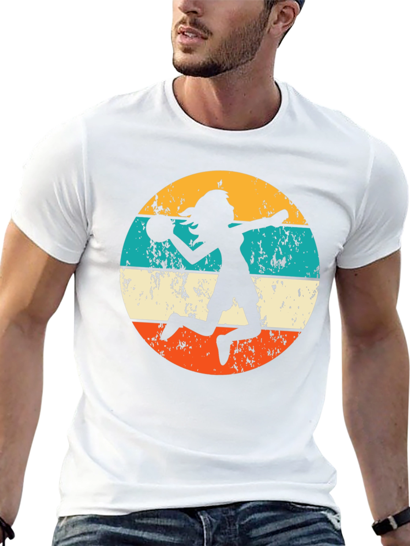 Retro Volleyball Player Graphic Tee