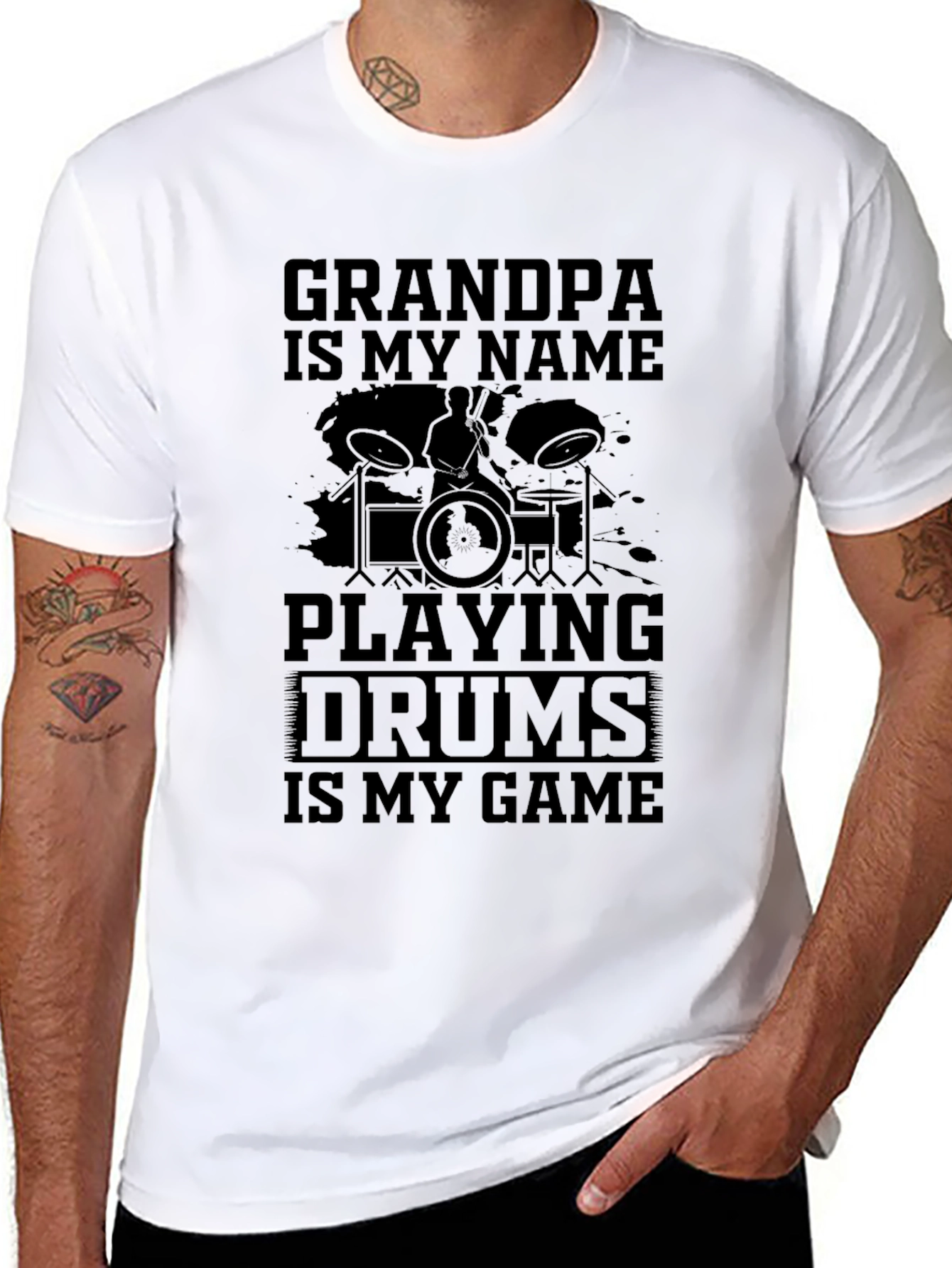 Grandpa Drummer T-Shirt - Music Lover Gift