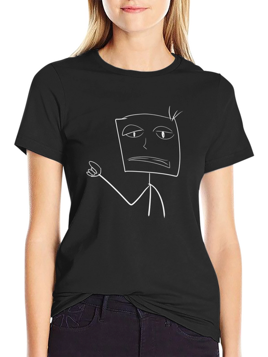 Funny Stick Figure Graphic Tee - Black Cotton T-Shirt