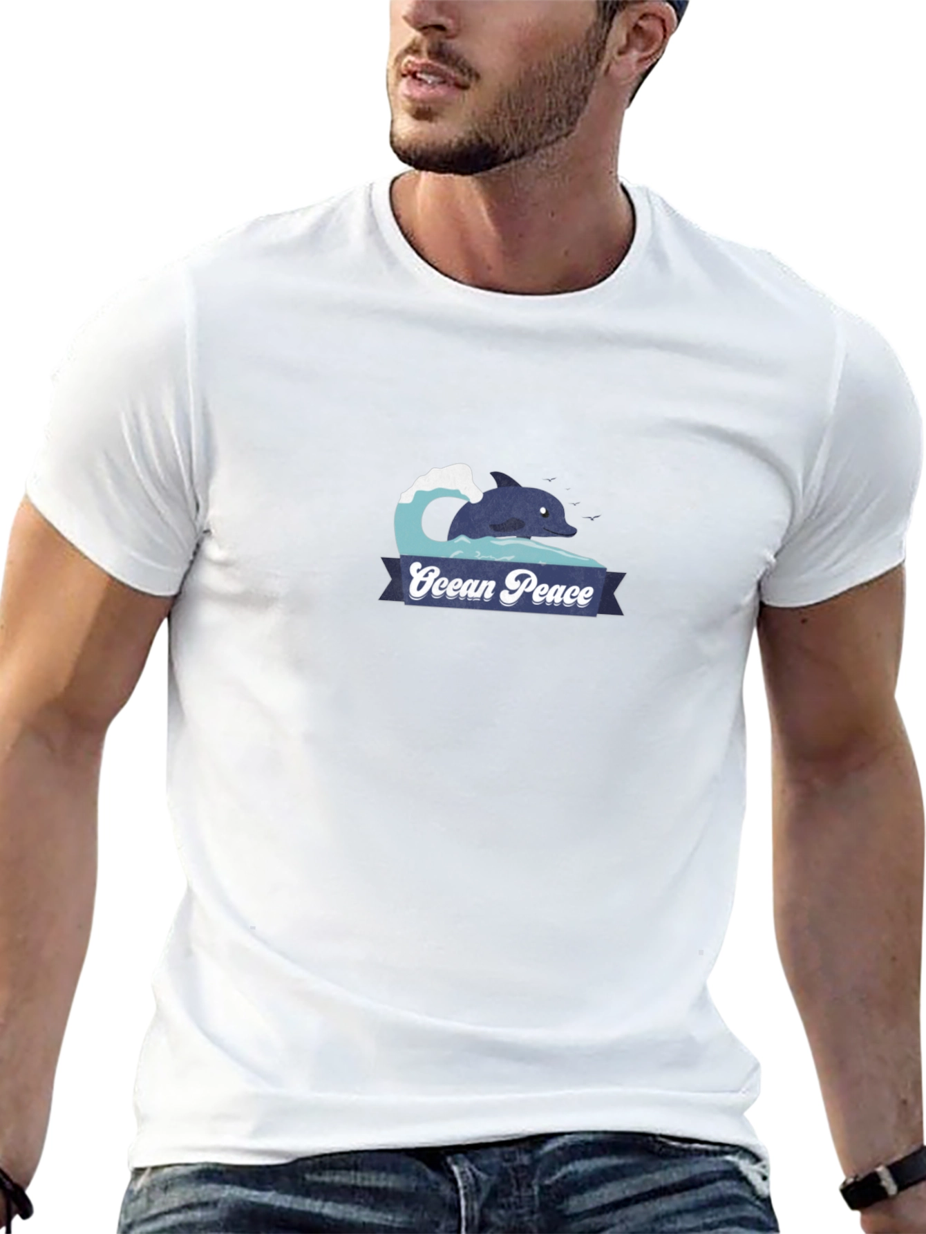 Ocean Peace Dolphin Graphic Tee - Black