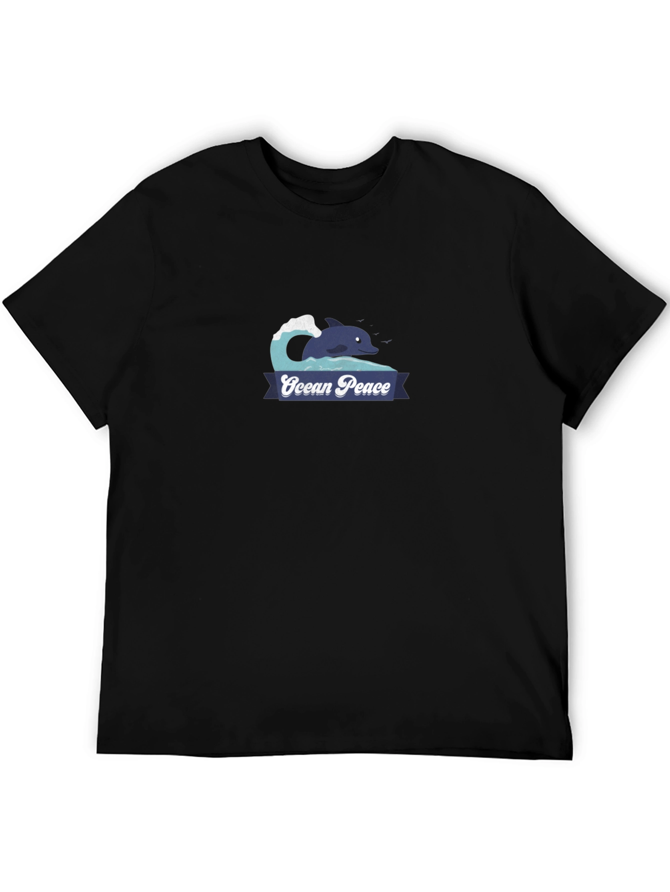 Ocean Peace Dolphin Graphic Tee - Black