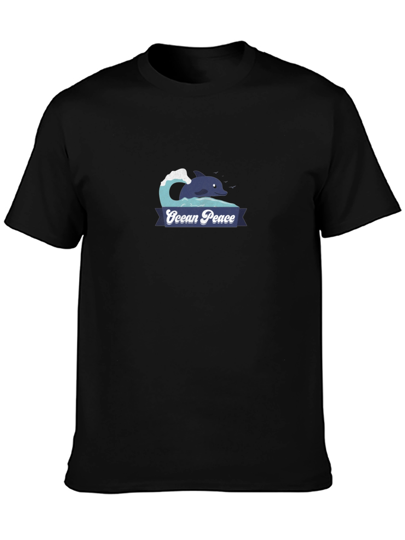 Ocean Peace Dolphin Graphic Tee - Black