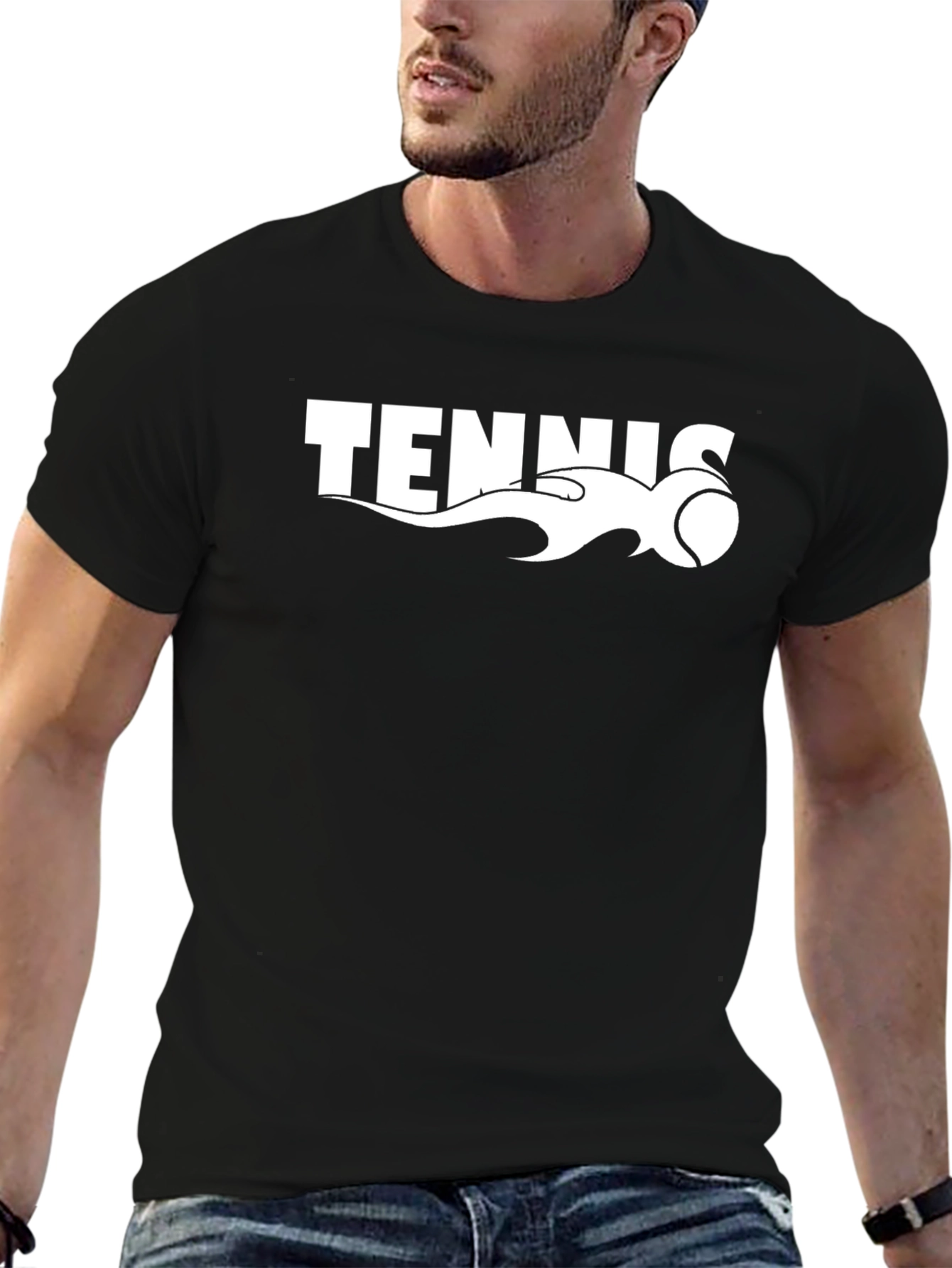 Tennis Flame Graphic Black T-Shirt