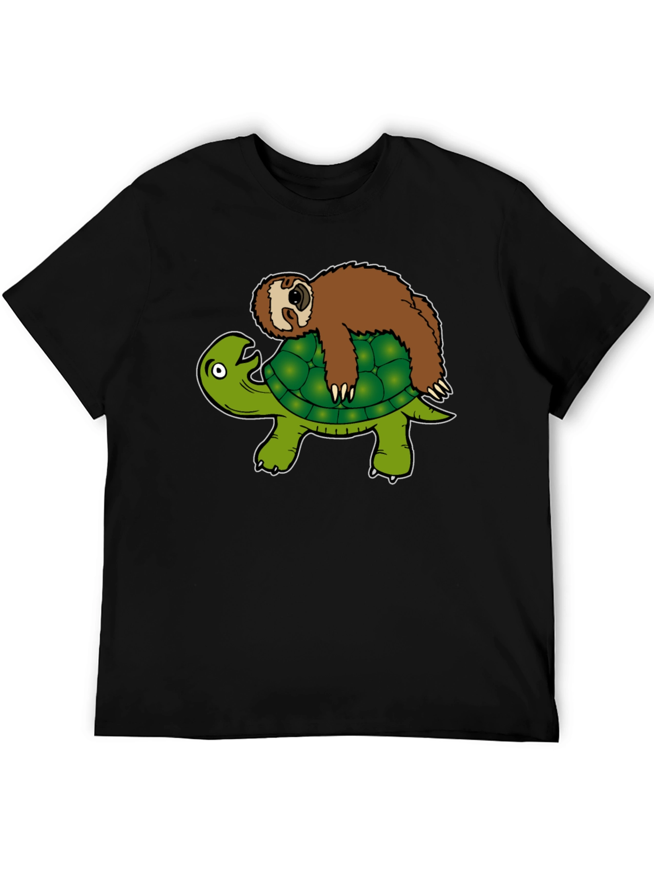 Sloth Riding Turtle Graphic T-Shirt - Funny Animal Tee