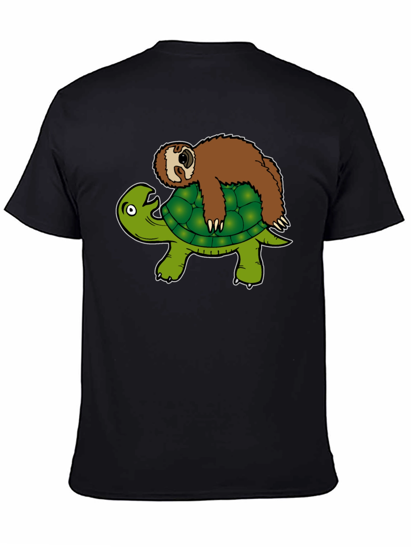 Sloth Riding Turtle Graphic T-Shirt - Funny Animal Tee