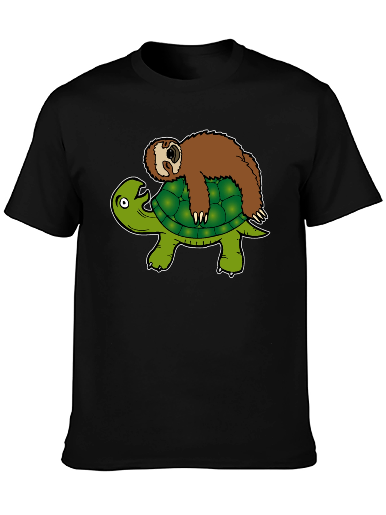 Sloth Riding Turtle Graphic T-Shirt - Funny Animal Tee