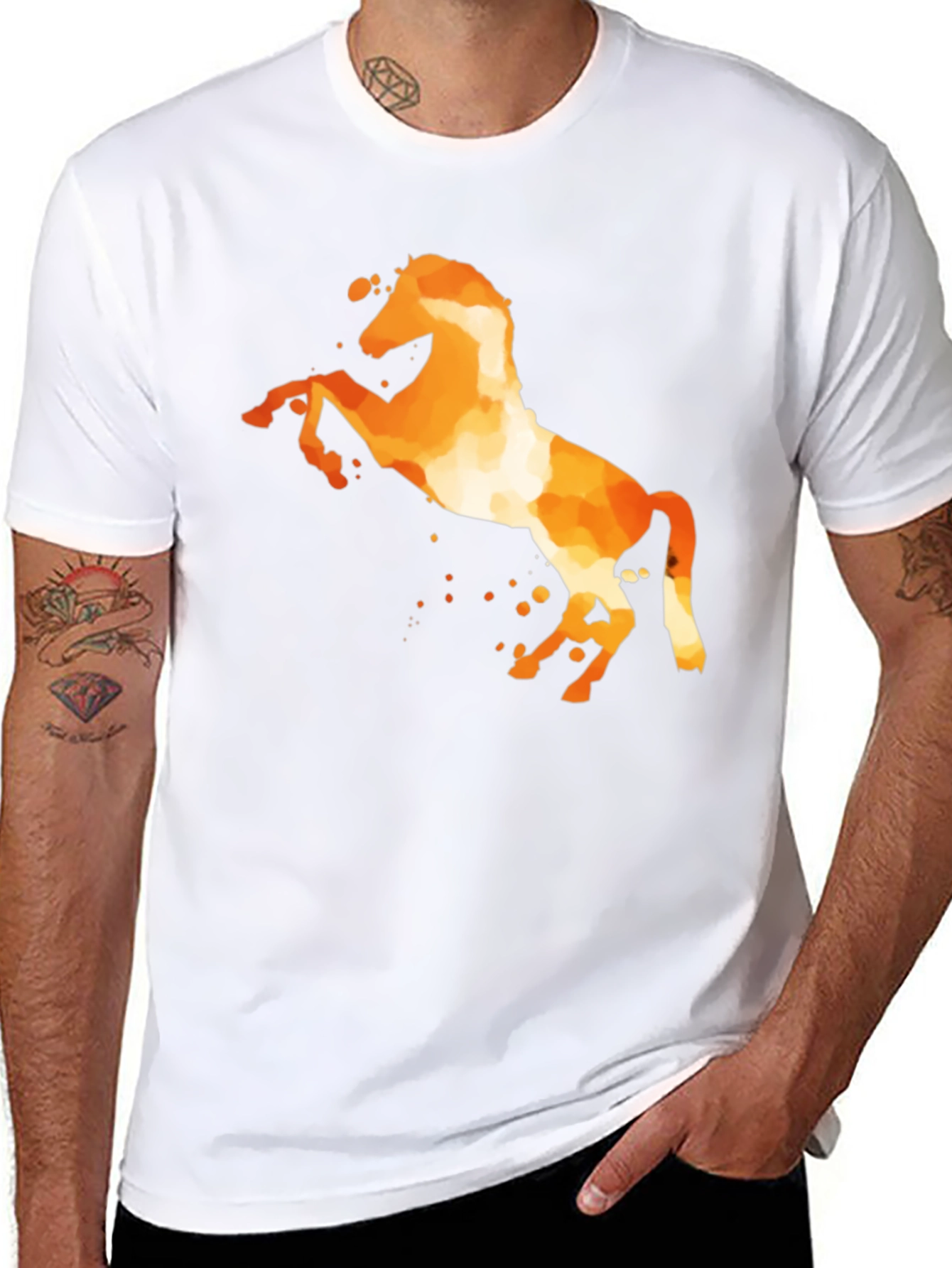 Fiery Horse Graphic Tee - Black Cotton Blend