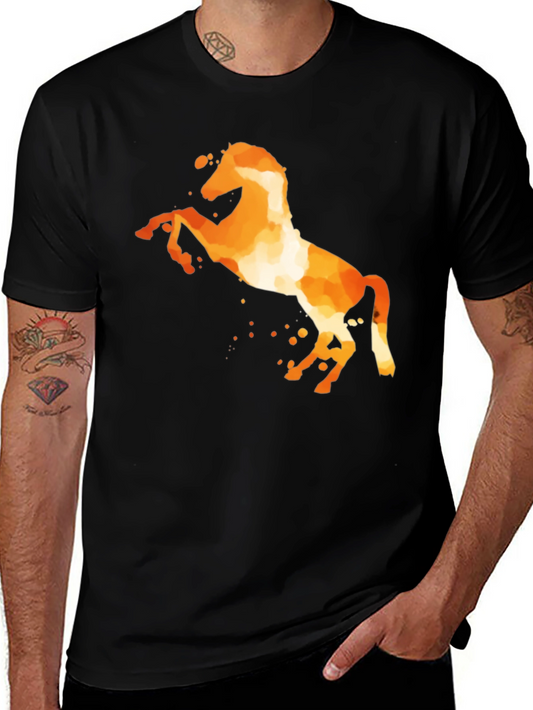 Fiery Horse Graphic Tee - Black Cotton Blend