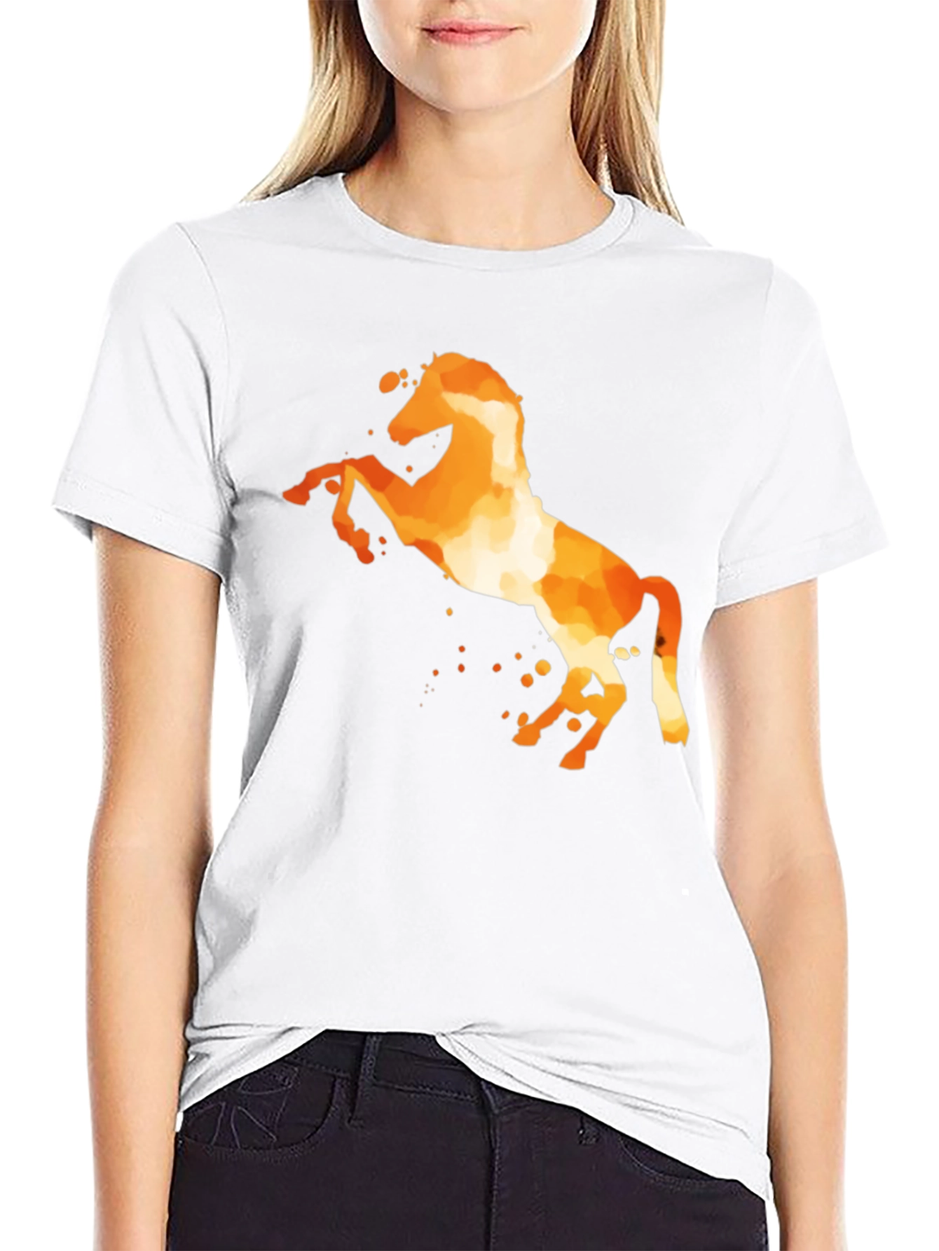 Fiery Horse Graphic Tee - Black Cotton Blend