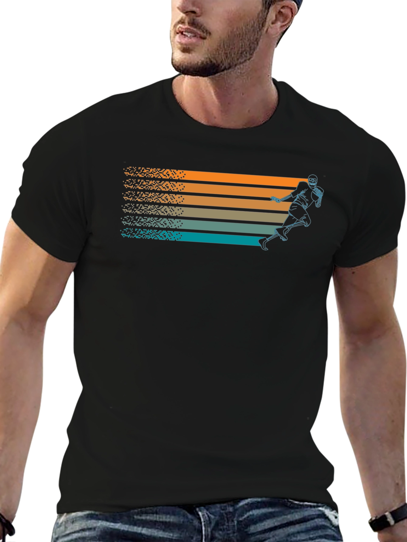 Retro Football Player Graphic T-Shirt